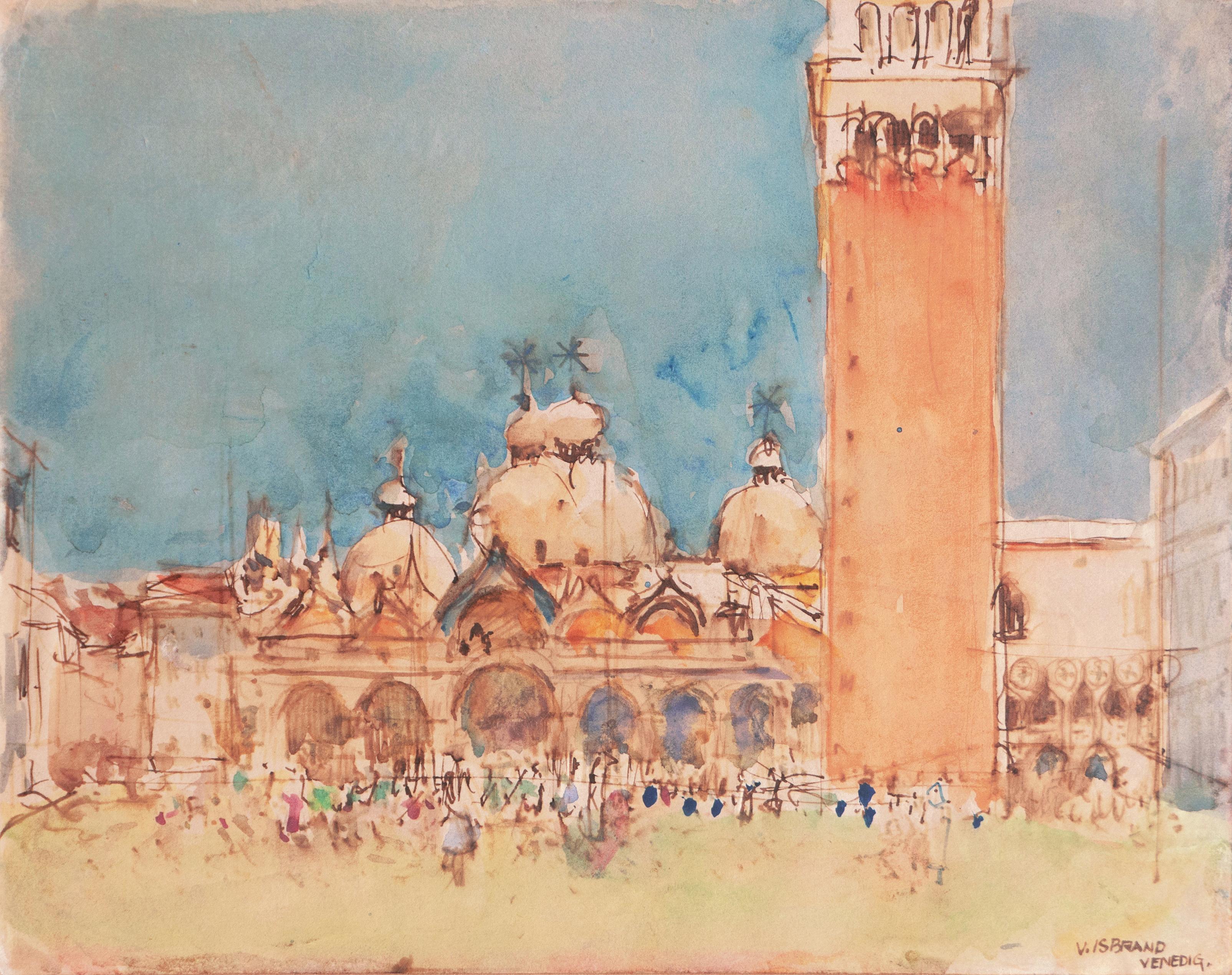 'St Mark's Square, Venice', Paris, Post-Impressionist, Charlottenborg Palace - Art by Victor Isbrand