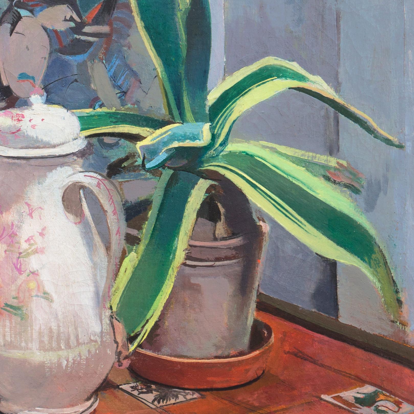 'Still Life, Agave with a Japanese Woodblock Print', Paris, Post-Impressionist For Sale 1