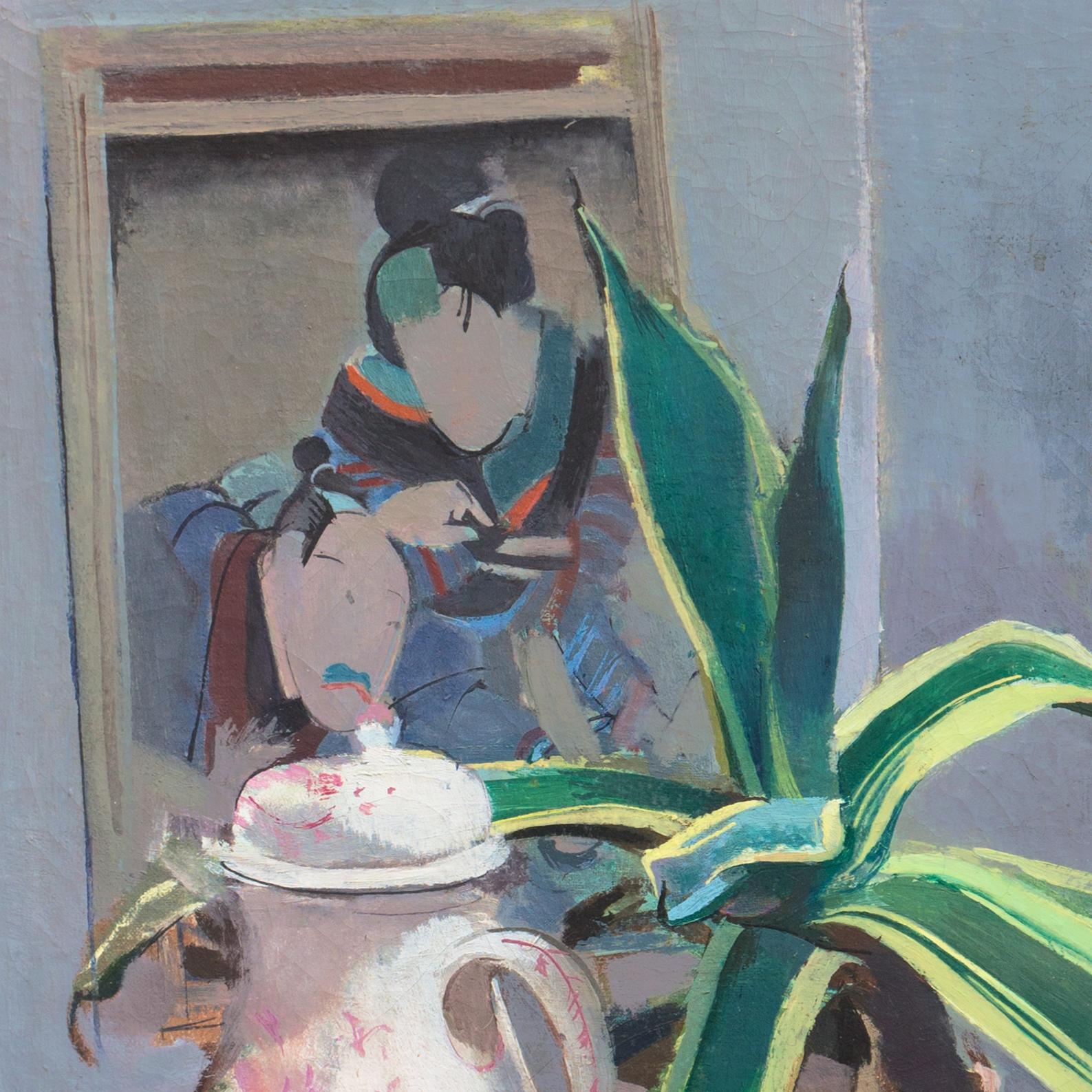 'Still Life, Agave with a Japanese Woodblock Print', Paris, Post-Impressionist For Sale 2