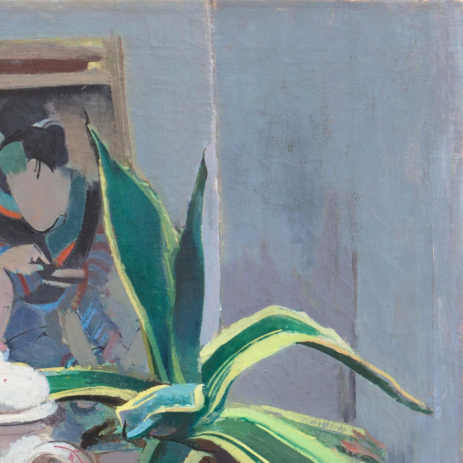 'Still Life, Agave with a Japanese Woodblock Print', Paris, Post-Impressionist For Sale 4