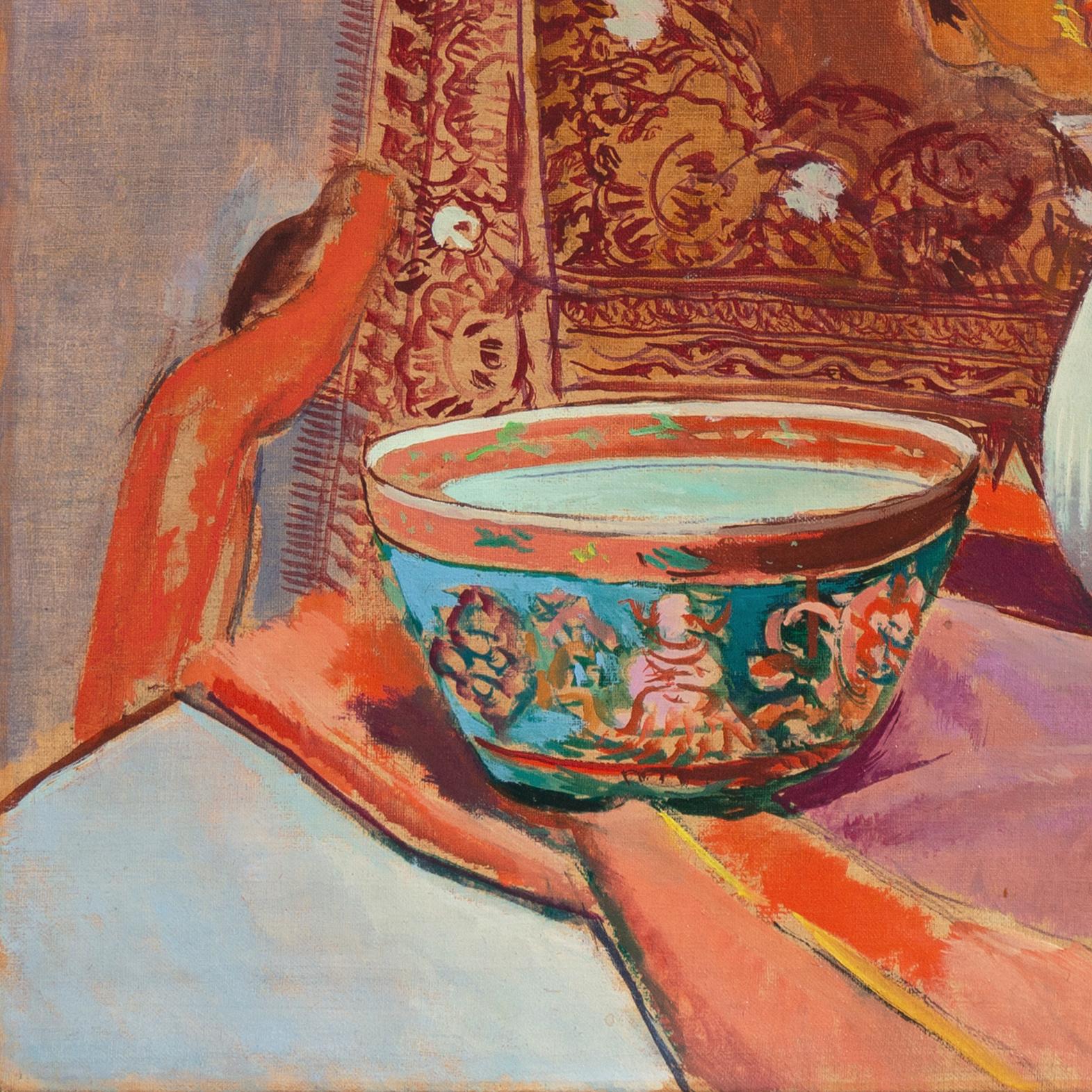 „Stillleben mit Imari-Schale“, Paris, Postimpressionistisches Ölgemälde, Royal Academy im Angebot 4