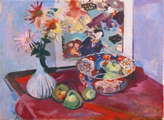 'Still Life with a Japanese Print', Paris, Imari Bowl, Post-Impressionist oil