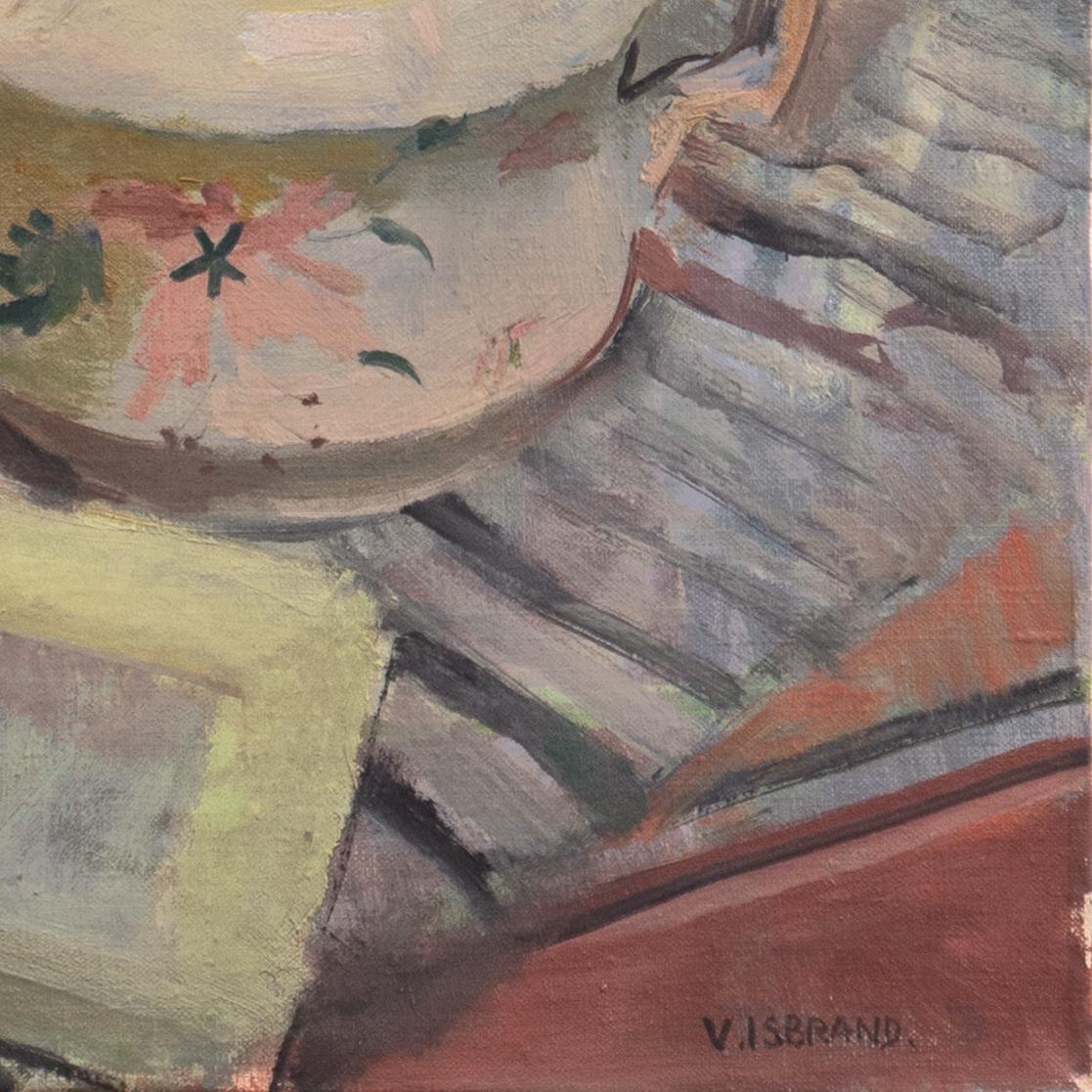 'Still Life with Geranium', Paris, Post-Impressionist, Royal Academy, Denmark - Gray Still-Life Painting by Victor Isbrand