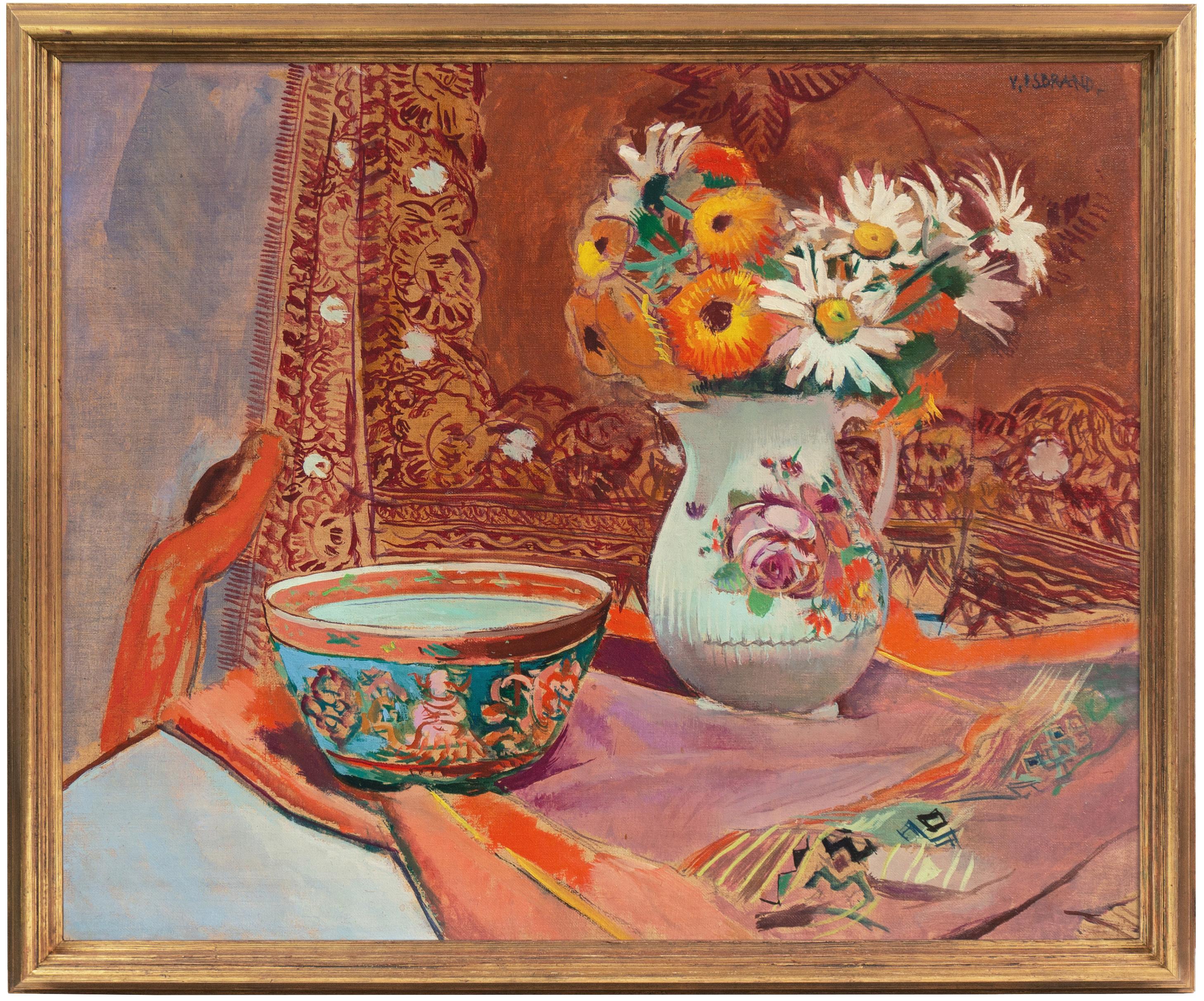 „Stillleben mit Imari-Schale“, Paris, Postimpressionistisches Ölgemälde, Royal Academy – Painting von Victor Isbrand