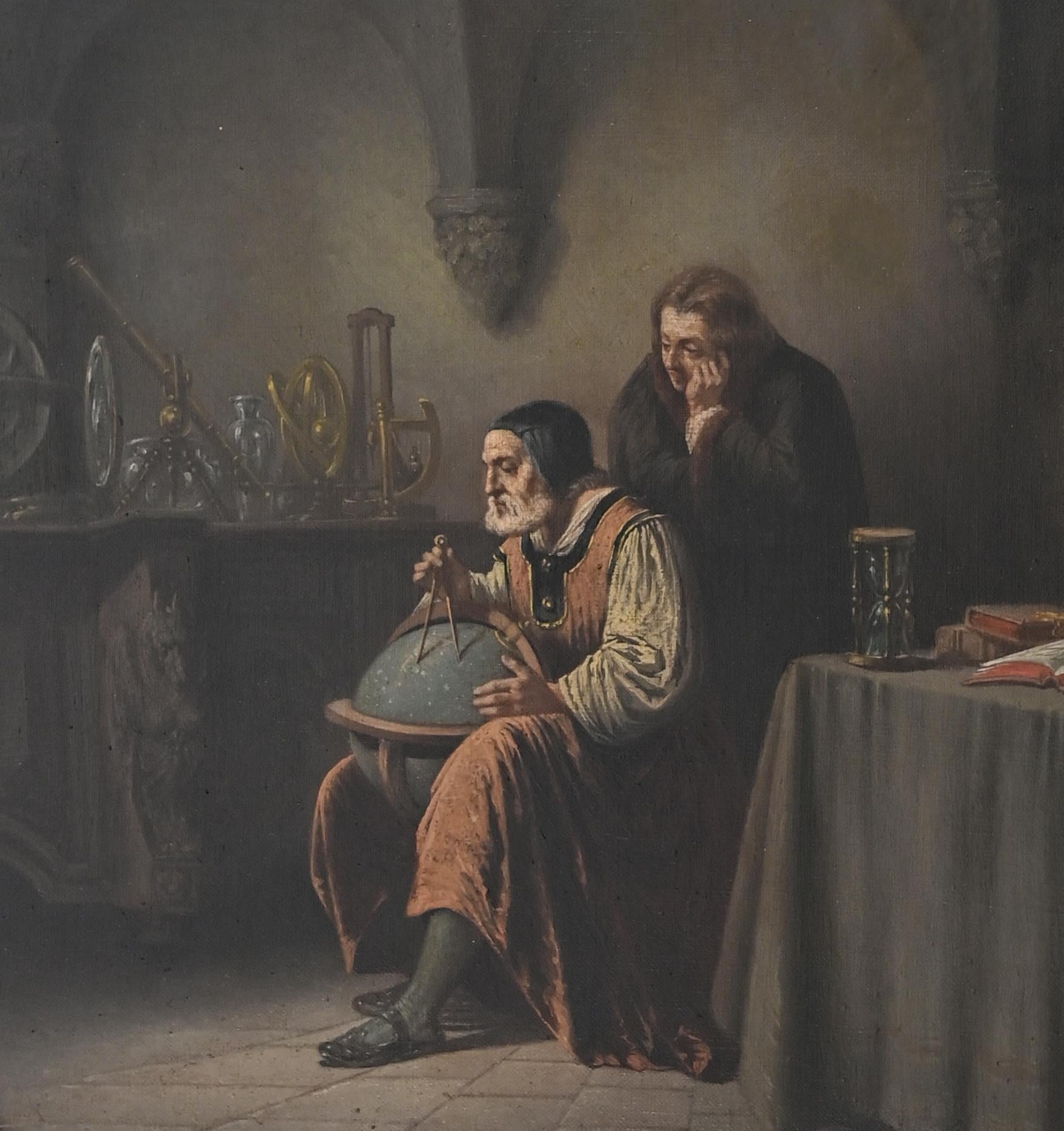 The Astronomer - Oil on Canvas by Victor Jeanneney - 19th Century 4