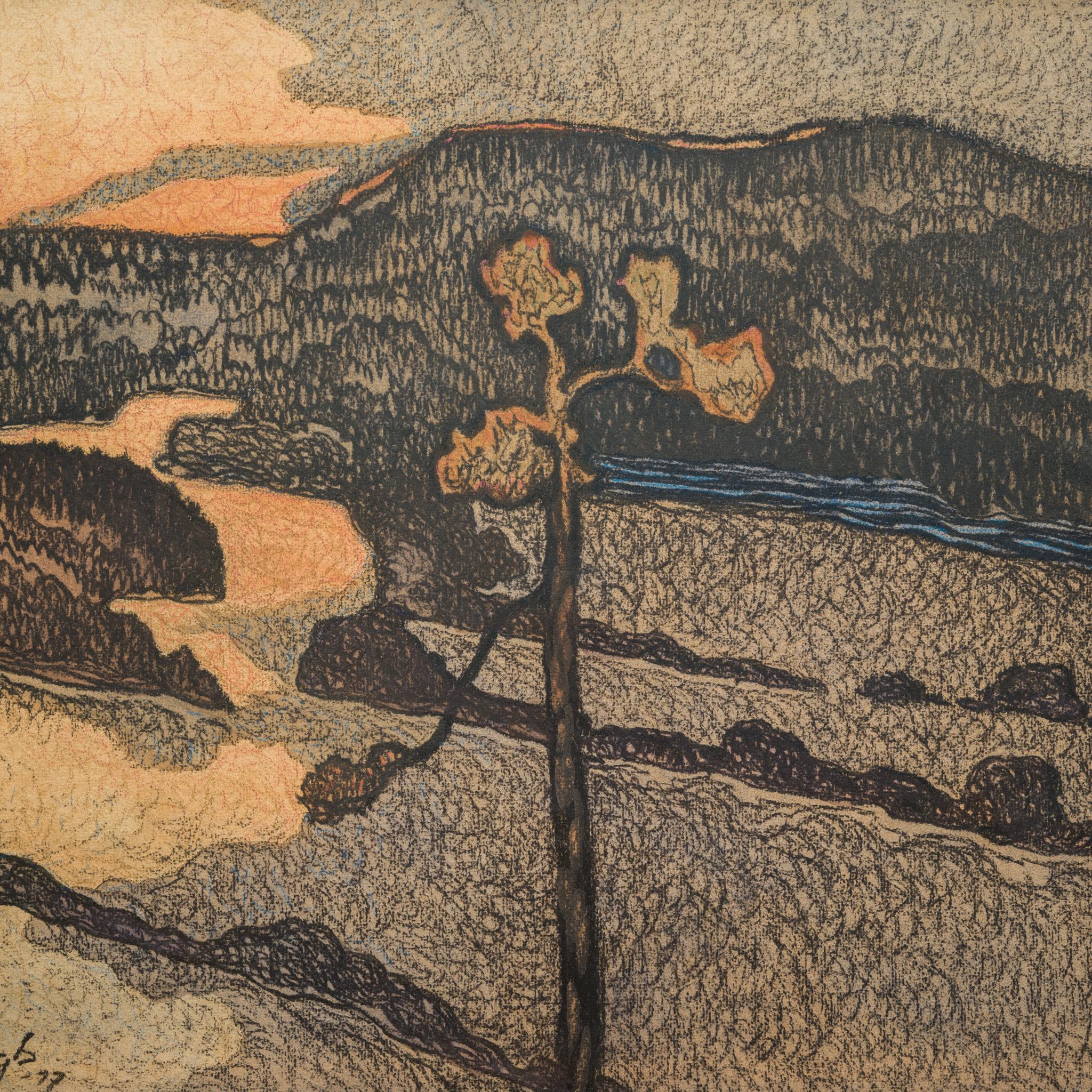 Bagliore serale lungo il fiume, 1917 - Art Simbolismo di Victor Jernbergh