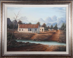 Victor Jones - Contemporary Oil, Mountainous View with Farm