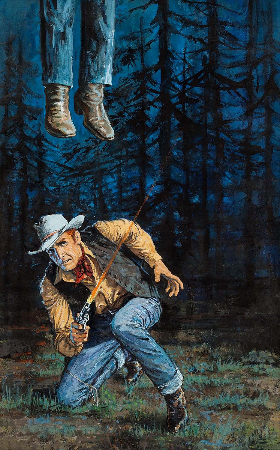 Victor Kalin Portrait Painting - Cowboy  Hanging, Killer's Trail Illustration