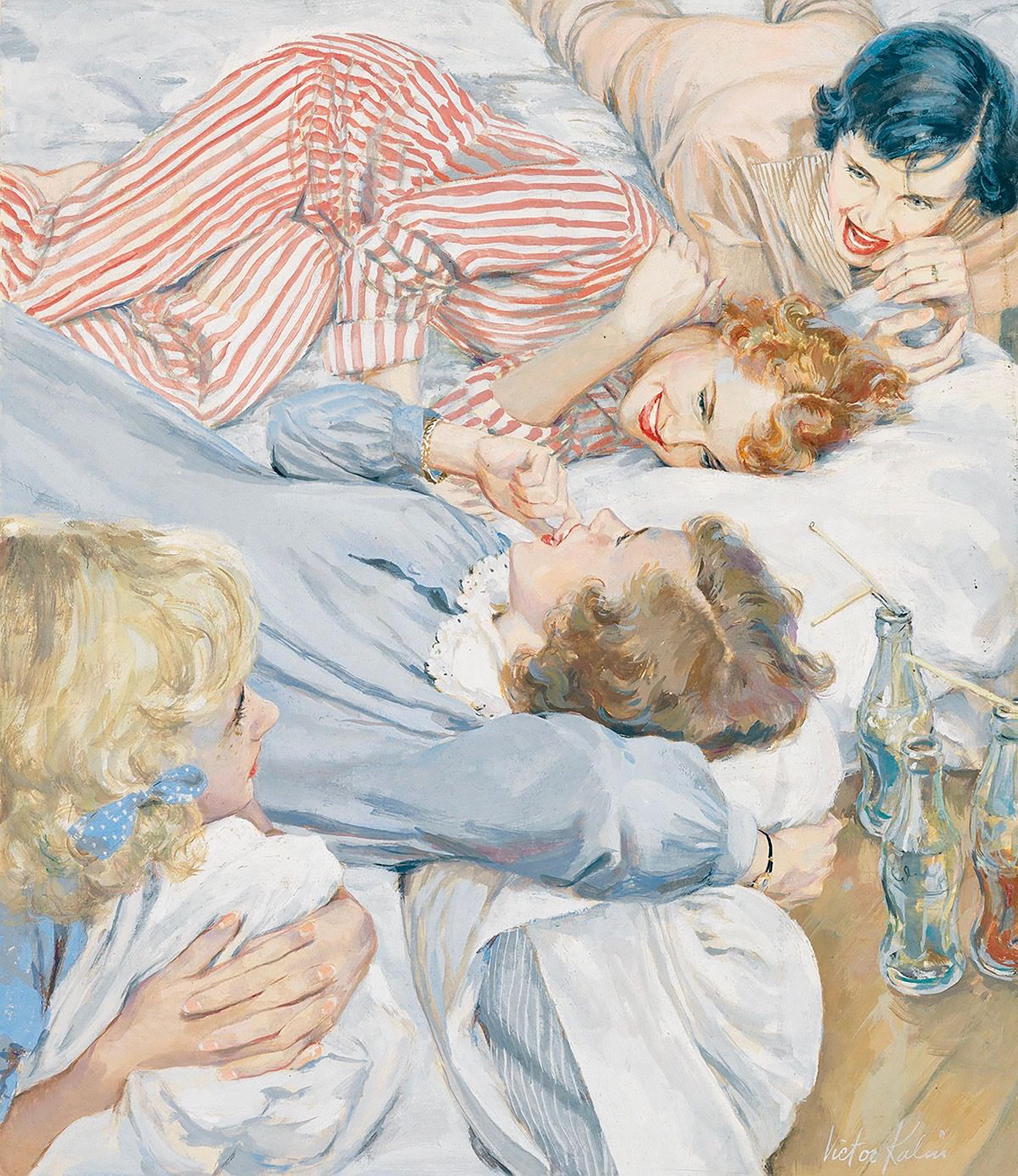 Victor Kalin Figurative Painting - Pajama Party