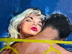 Steamy Romance Lovers Embrace in Bed -  Mid Century Paperback