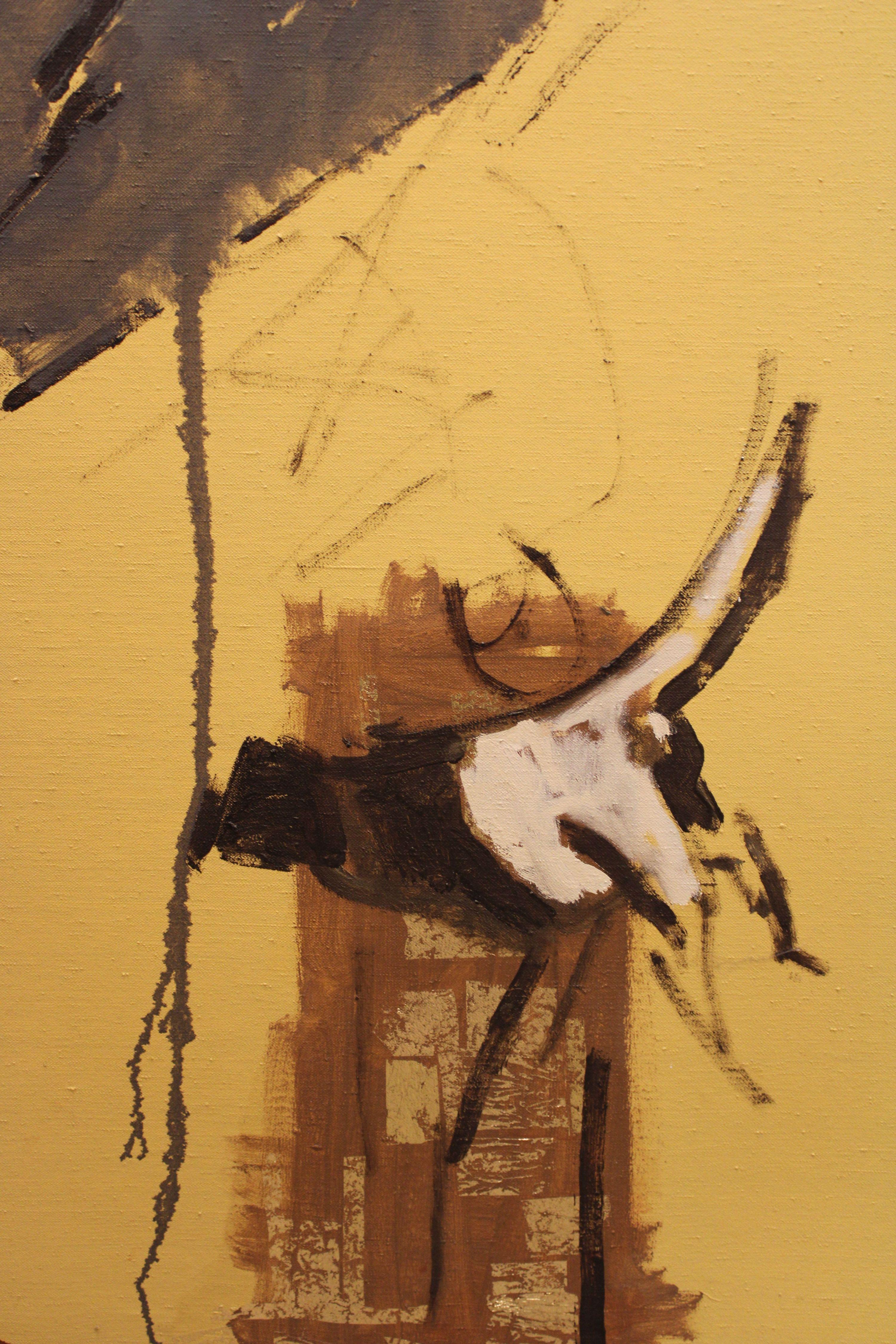 Dans la légèreté de l'or Huile sur toile, 150 x 180 cm - Marron Abstract Painting par Victor Karnauh 