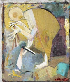 A conversation. Oil, canvas, cardboard, 31, 5 x 27 cm