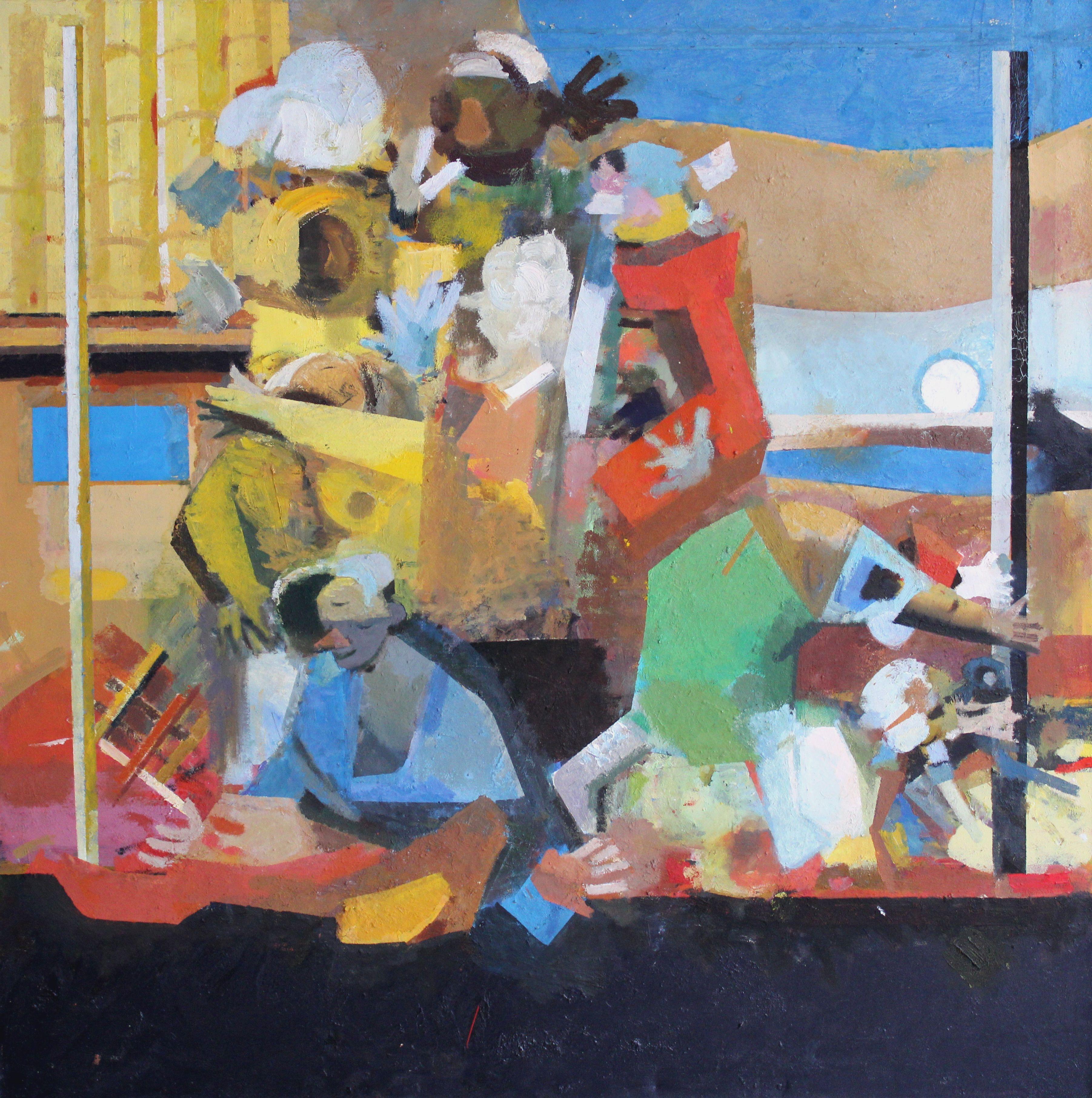 Una discarica. Olio su tela, 100x100 cm
