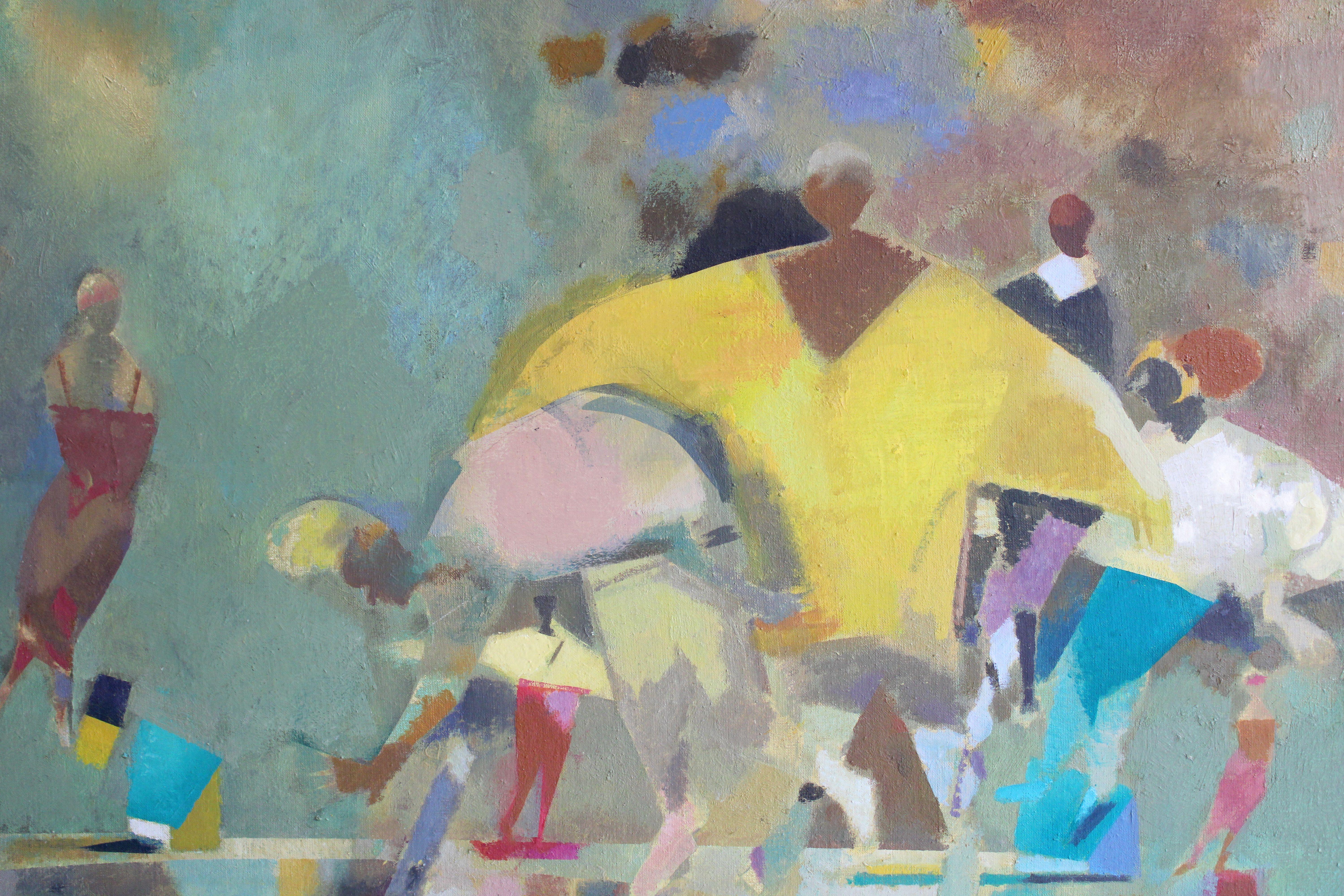 Una passeggiata. Olio su tela, 80x81 cm - Painting di Victor Karnauh 