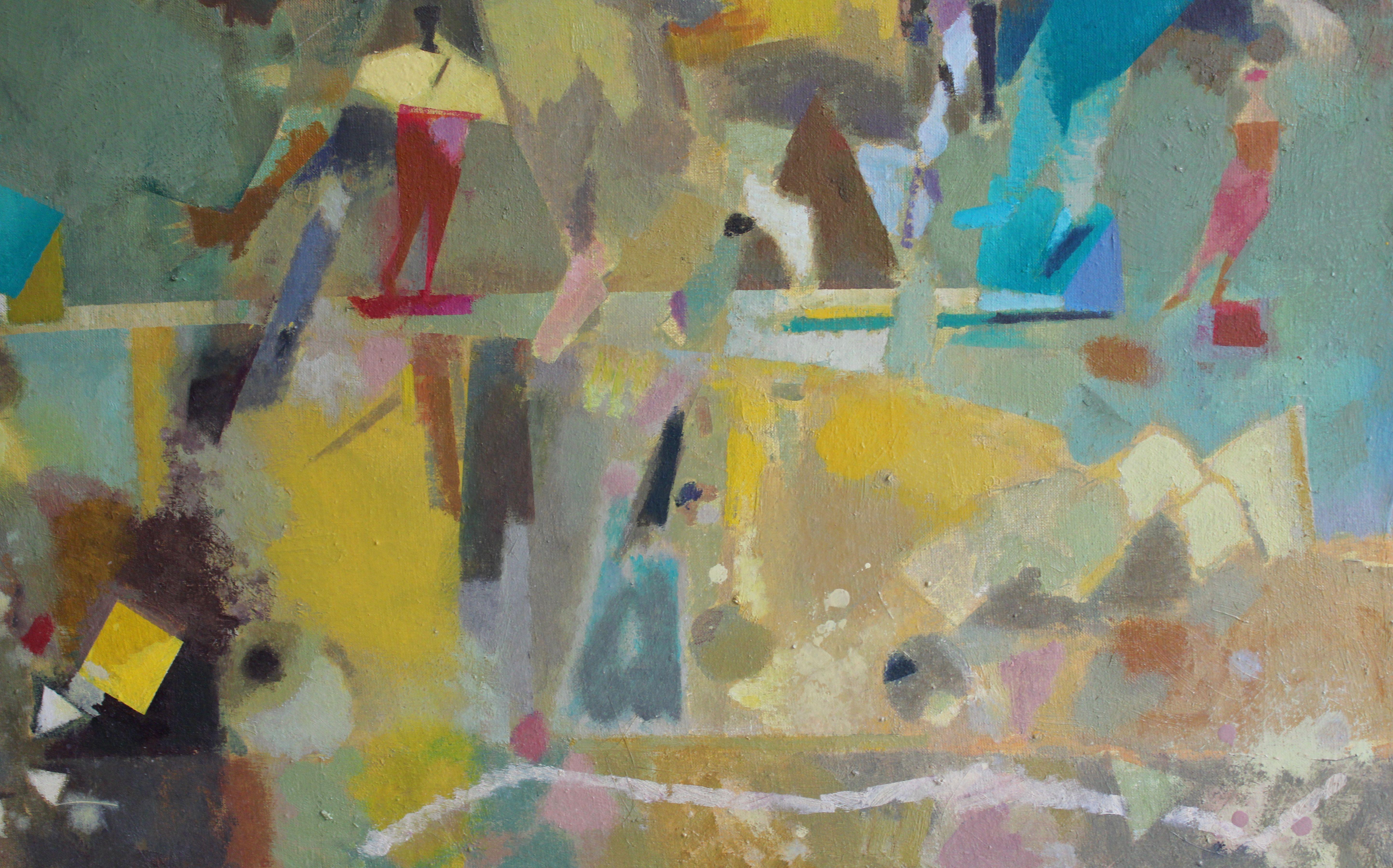 Una passeggiata. Olio su tela, 80x81 cm - Figurative Painting Marrone di Victor Karnauh 