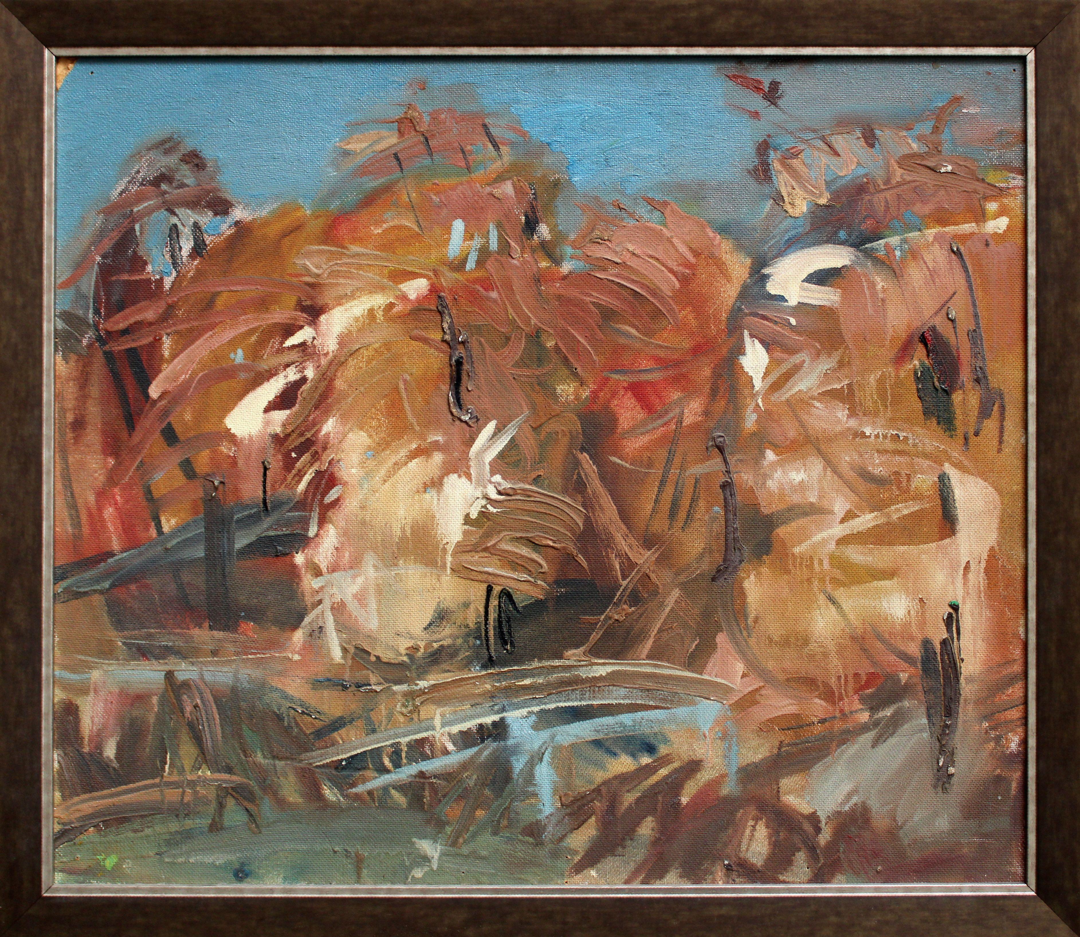Vento d'autunno. Cartone, olio, 64 x 75 cm - Painting di Victor Karnauh 