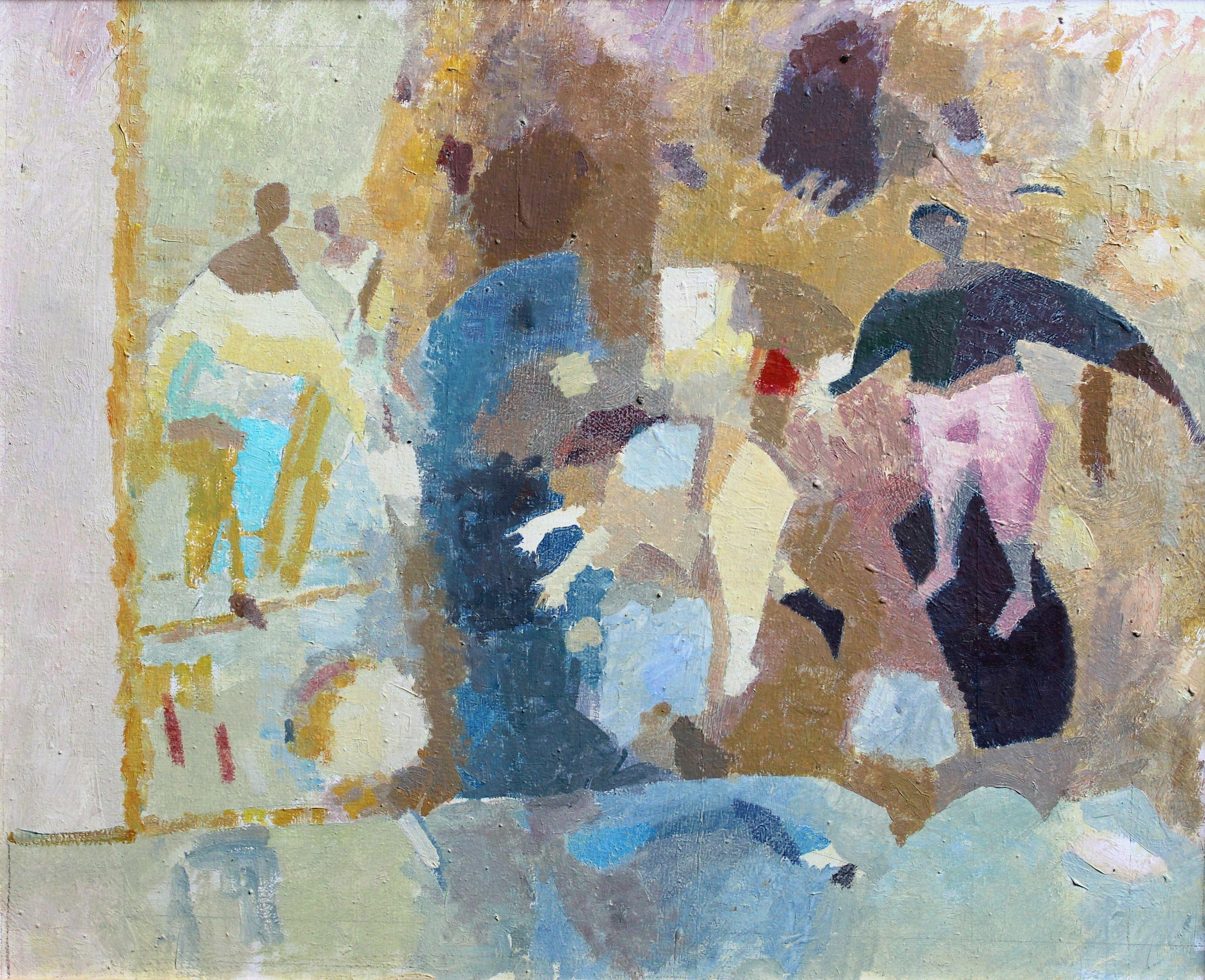 Victor Karnauh  Figurative Painting - Ball game II. Oil on canvas, 46 x 56. 5 cm