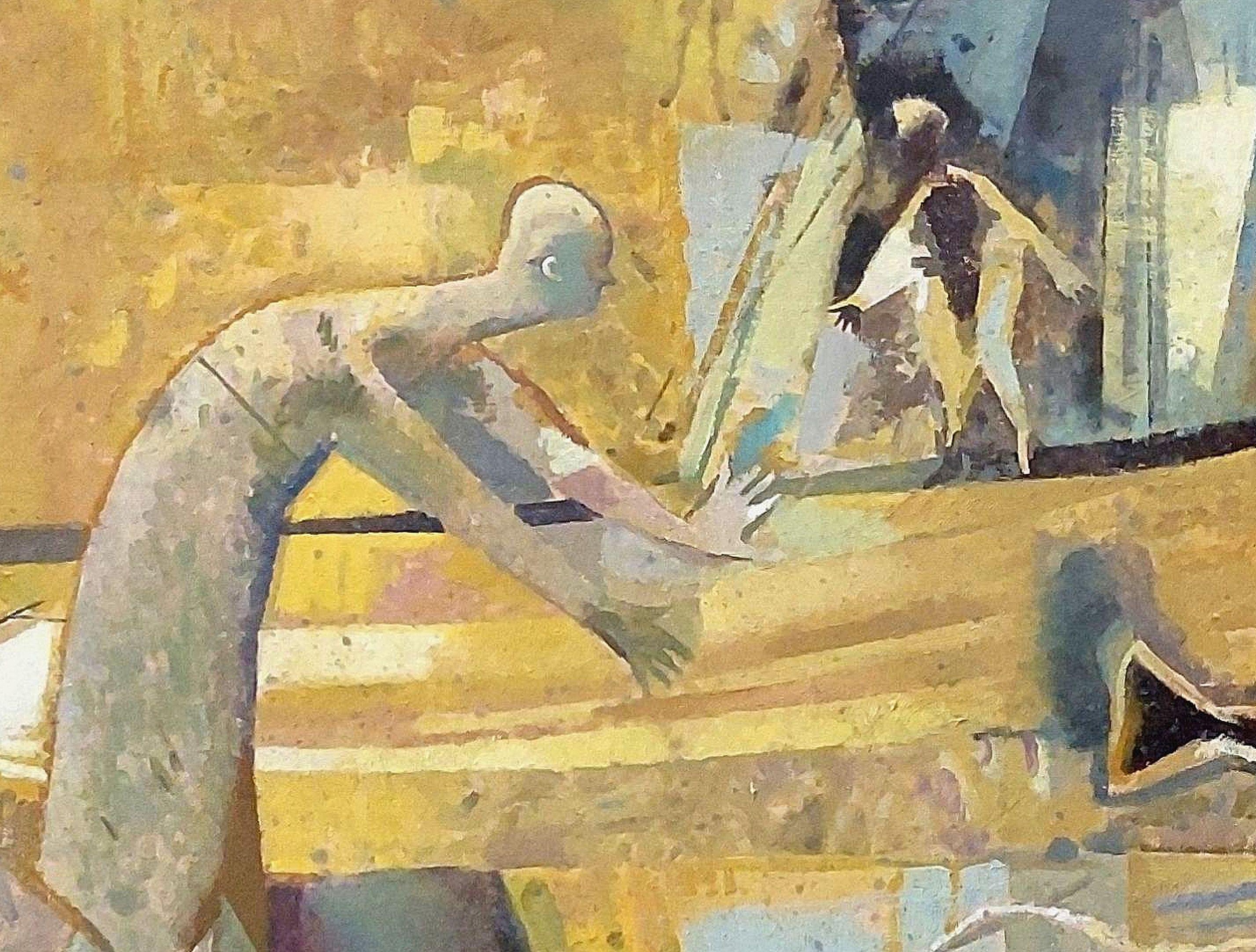 Conversation. Oil on canvas, 160x130 cm - Painting by Victor Karnauh 