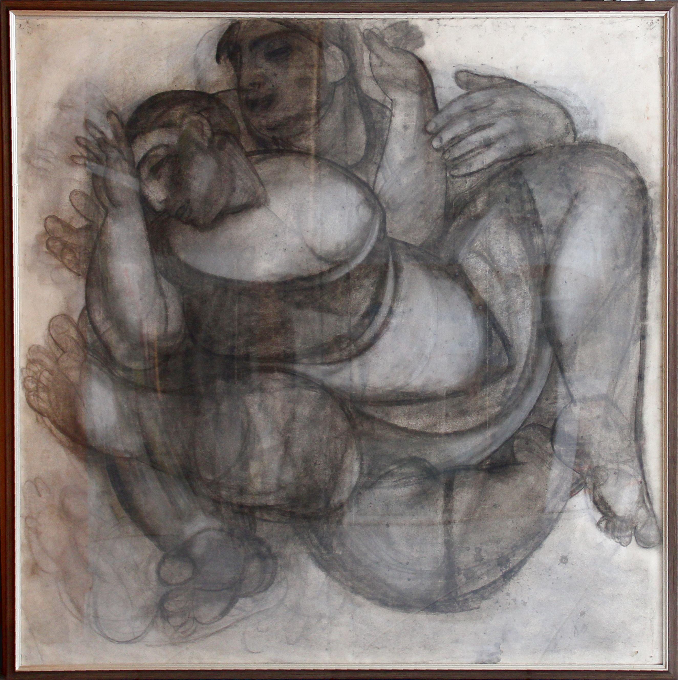 Pareja. Papel, carboncillo, 99x98 cm - Painting de Victor Karnauh 