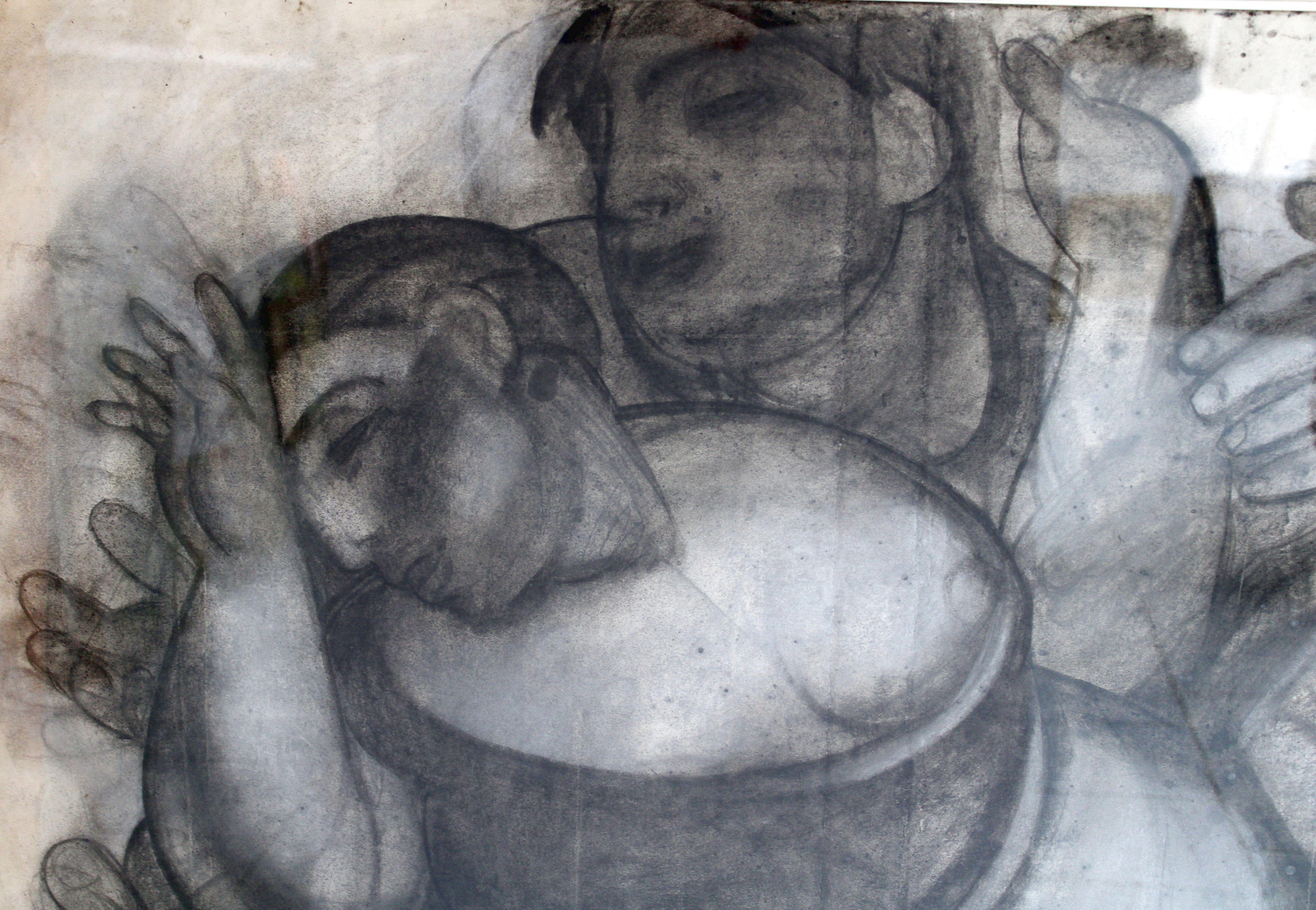 Pareja. Papel, carboncillo, 99x98 cm - Painting Realista de Victor Karnauh 