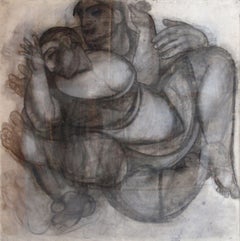 Vintage Couple. Paper, charcoal, 99x98 cm