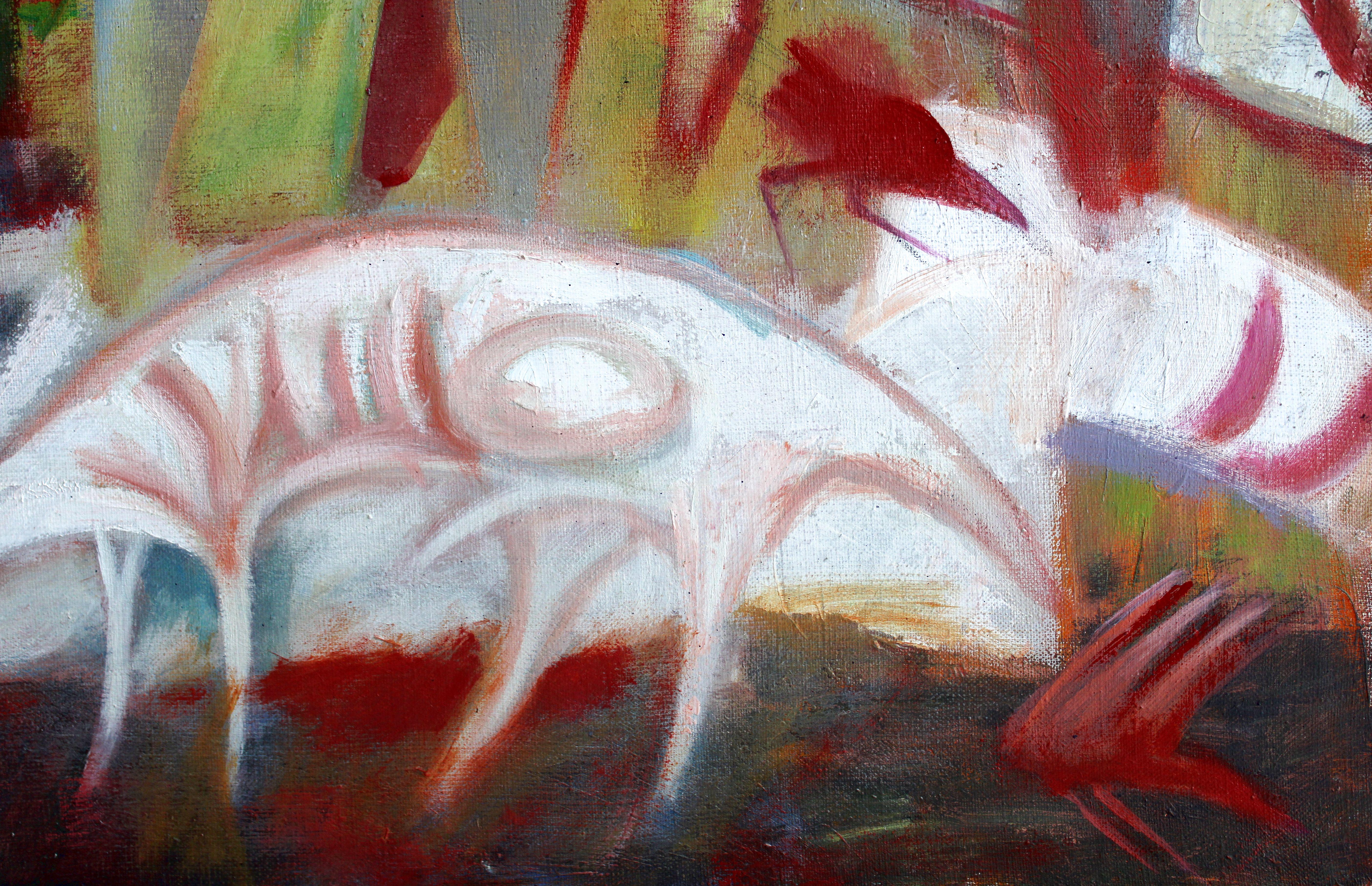 Victor Karnauh, Sogno. Olio su tela 83x99,5 cm

Questo dipinto presenta una rappresentazione dinamica e astratta di figure e animali, utilizzando una tavolozza di colori vivaci e forme fluide per creare un senso di movimento ed energia. Lo sfondo è
