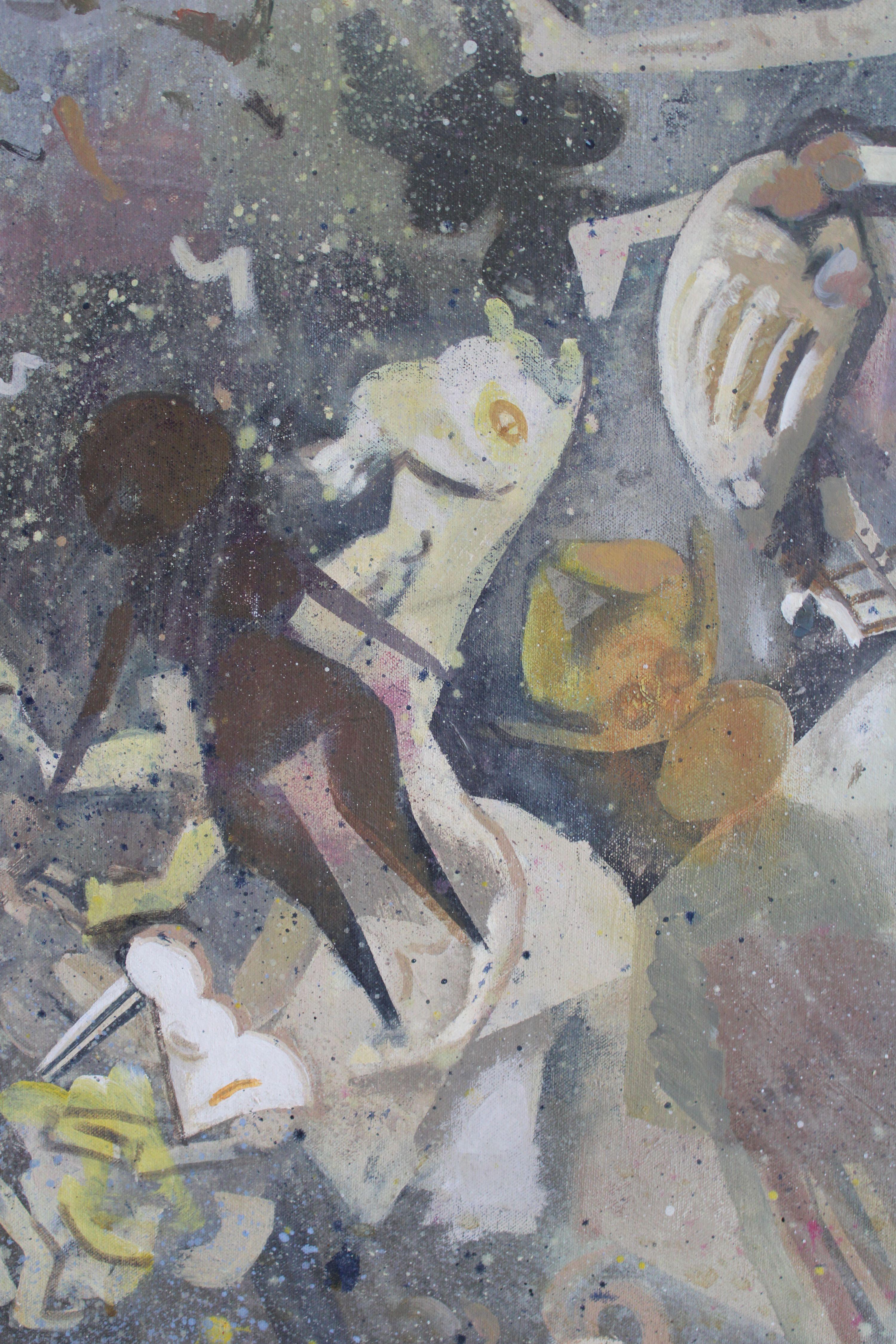 Volo. 1999. Olio su tela, 76x91 cm - Abstract Painting Grigio di Victor Karnauh 