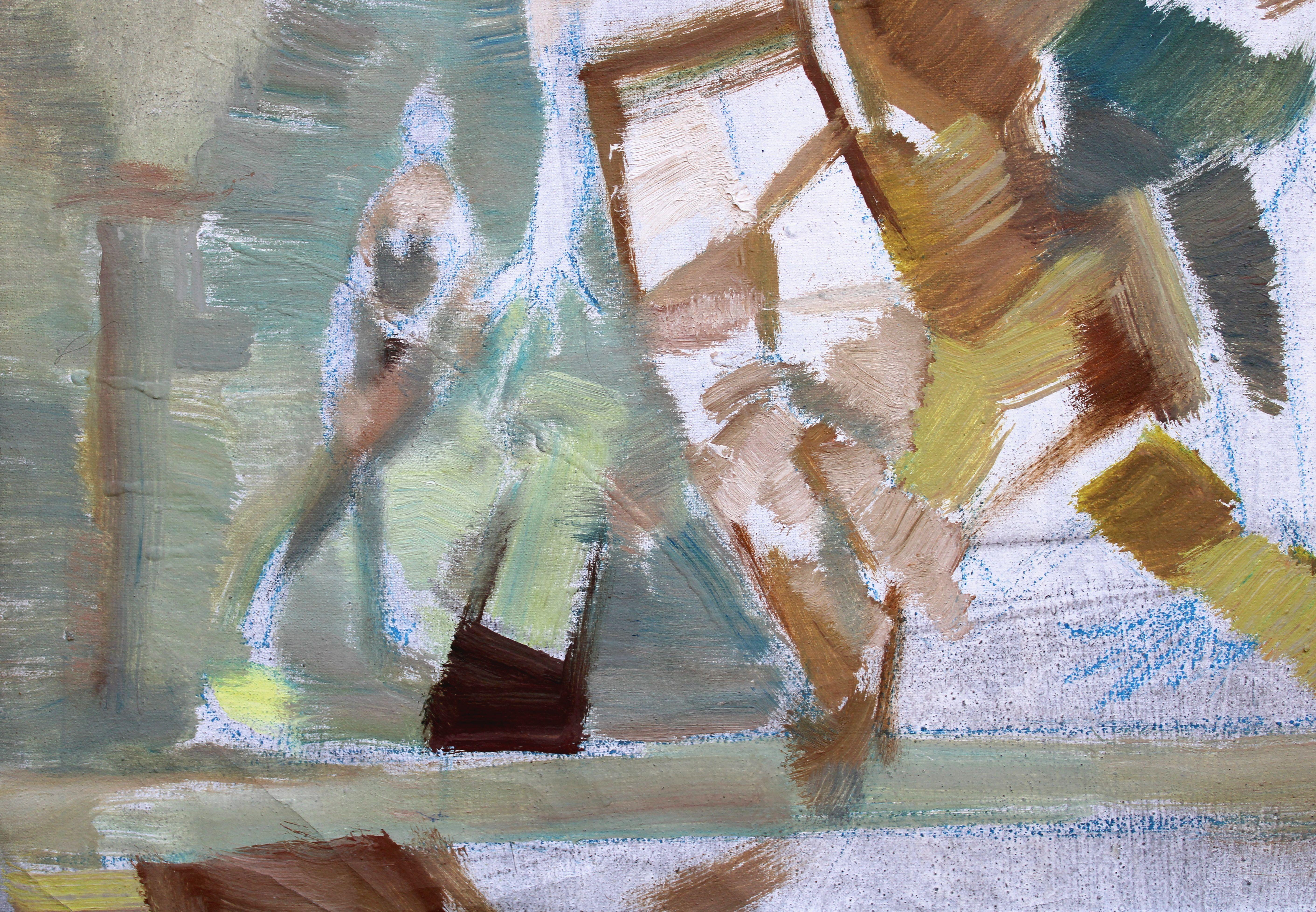 Per una passeggiata. Olio su tela sciolta, 45 x 42 cm - Painting Astratto di Victor Karnauh 