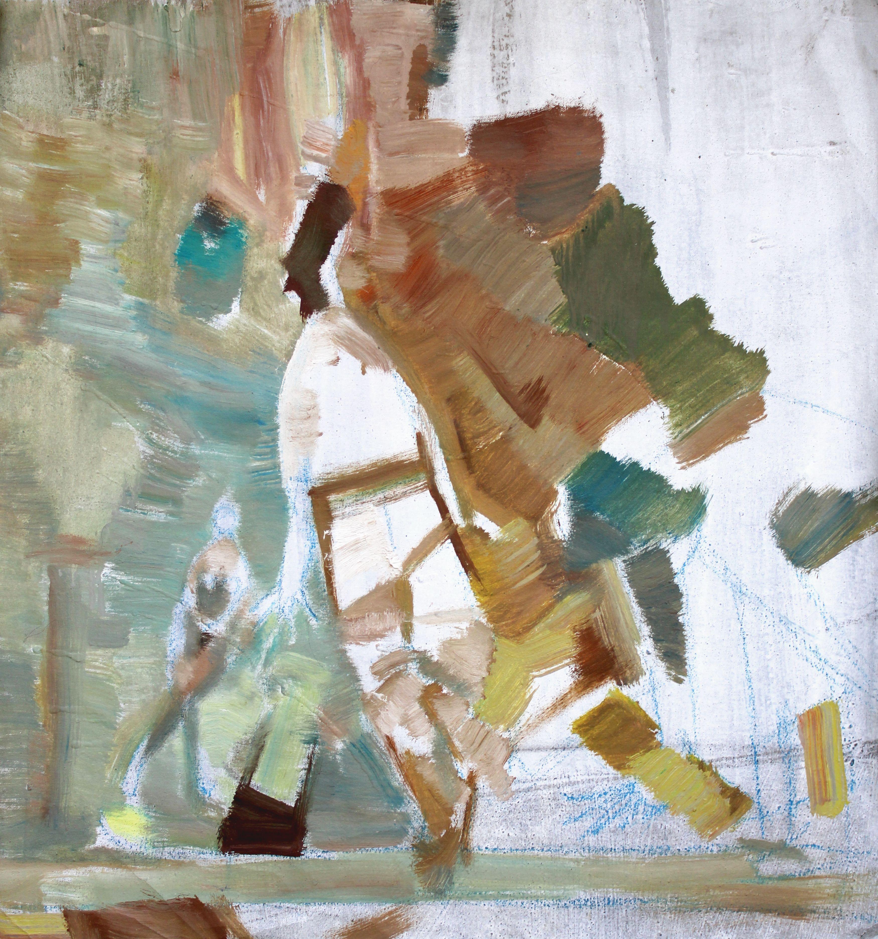 Figurative Painting di Victor Karnauh  - Per una passeggiata. Olio su tela sciolta, 45 x 42 cm