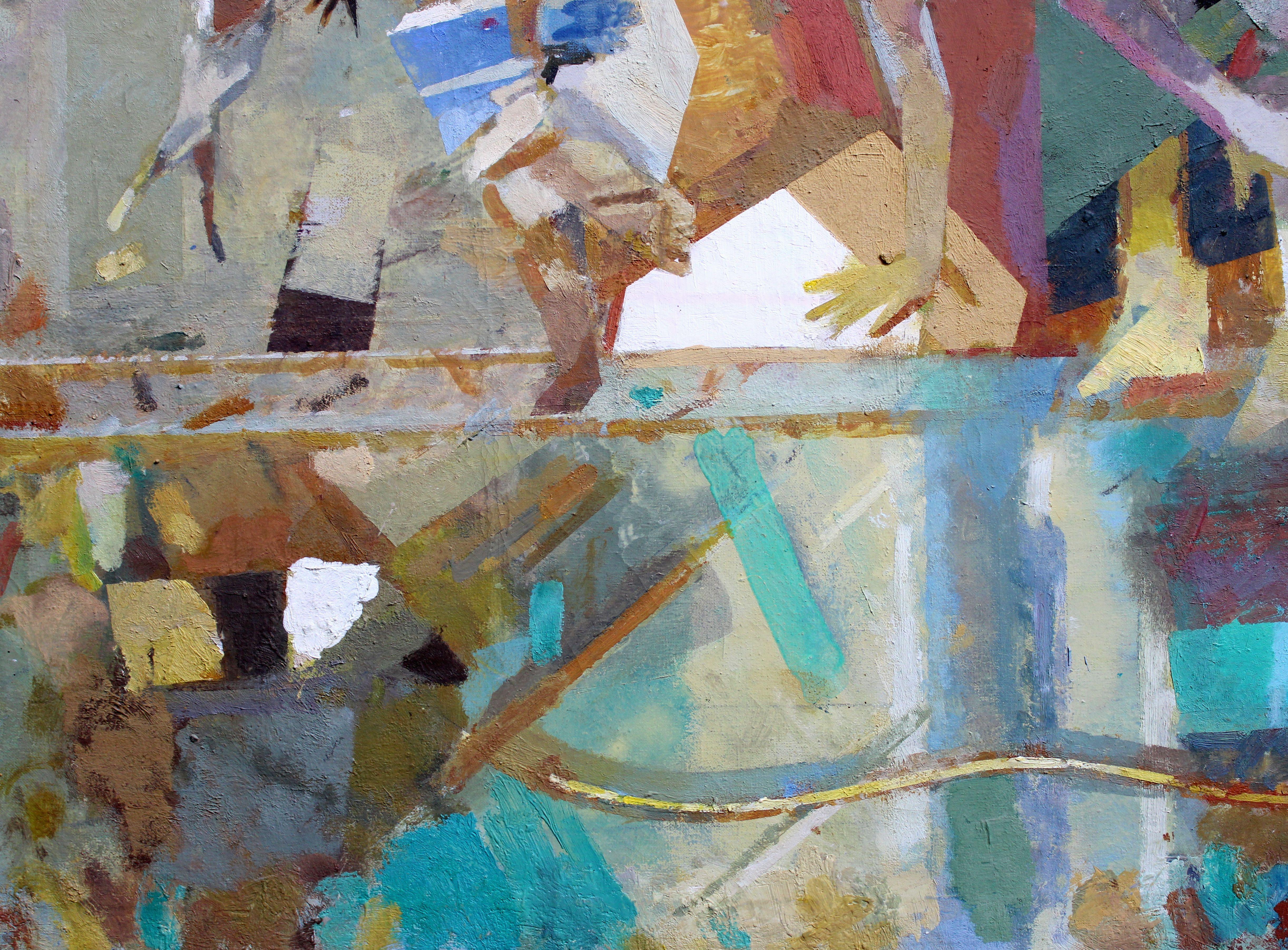 Gioco. Olio su tela, 63 x 67 cm - Abstract Painting Grigio di Victor Karnauh 