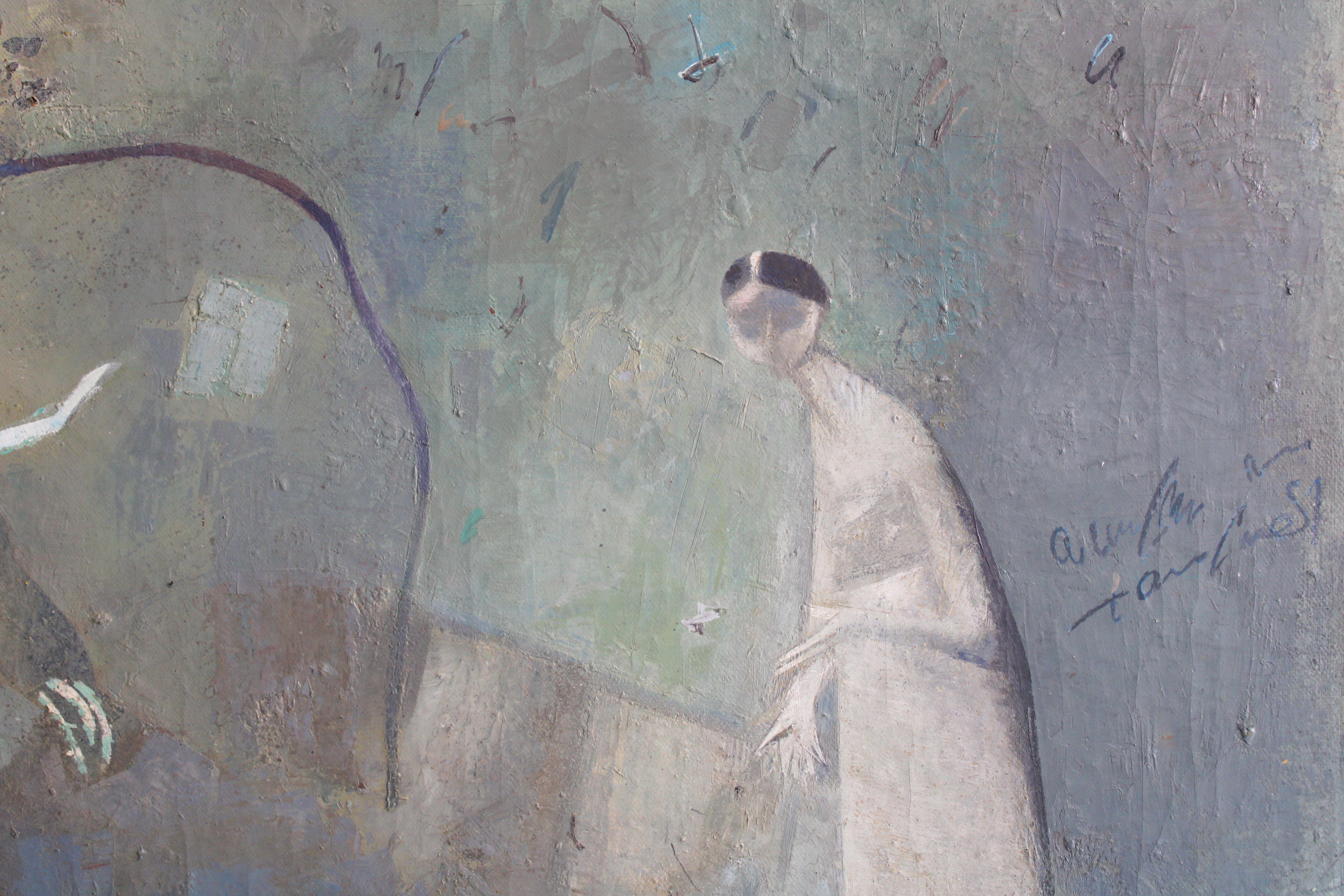 Green game. 1998. Oil on canvas, 95x90 cm - Modern Painting by Victor Karnauh 