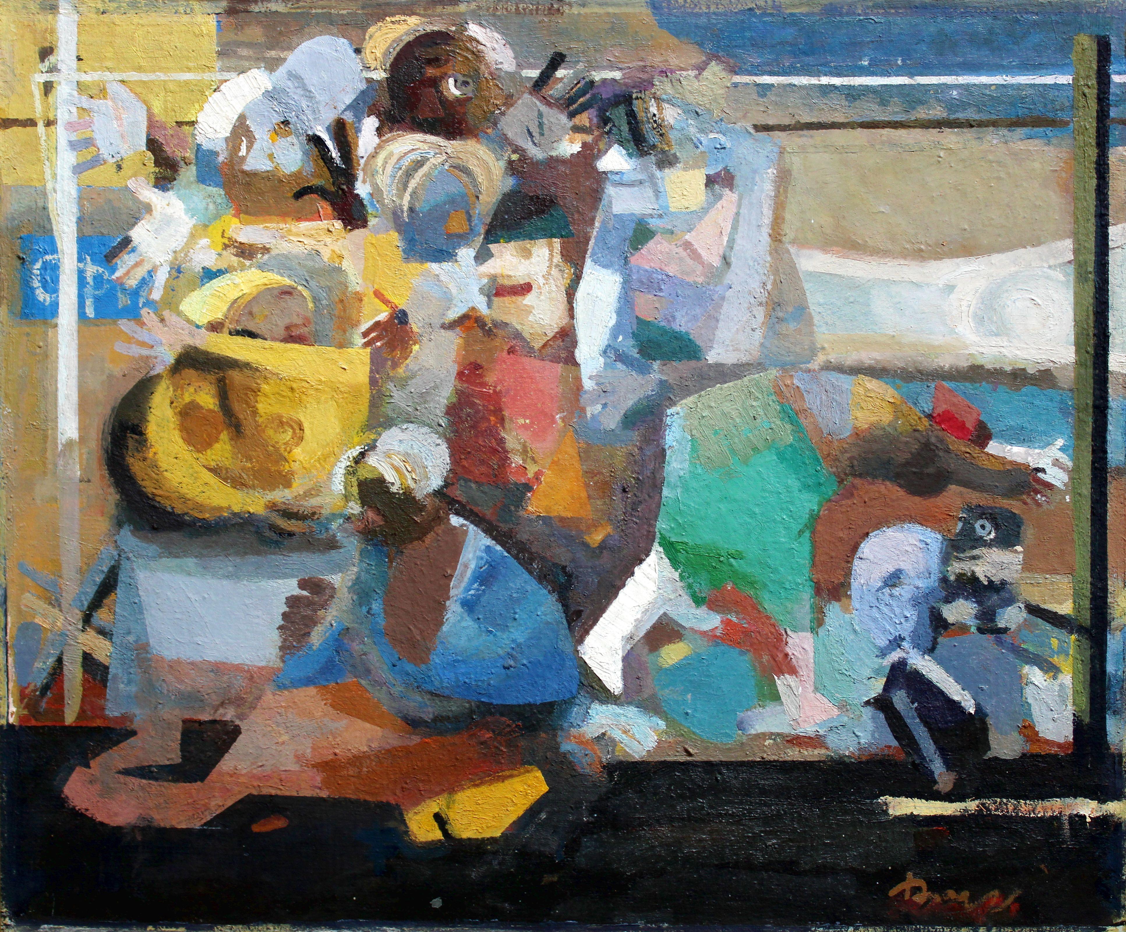 Victor Karnauh  Abstract Painting - Joy. Oil on cardboard, 47. 5 x 57 cm