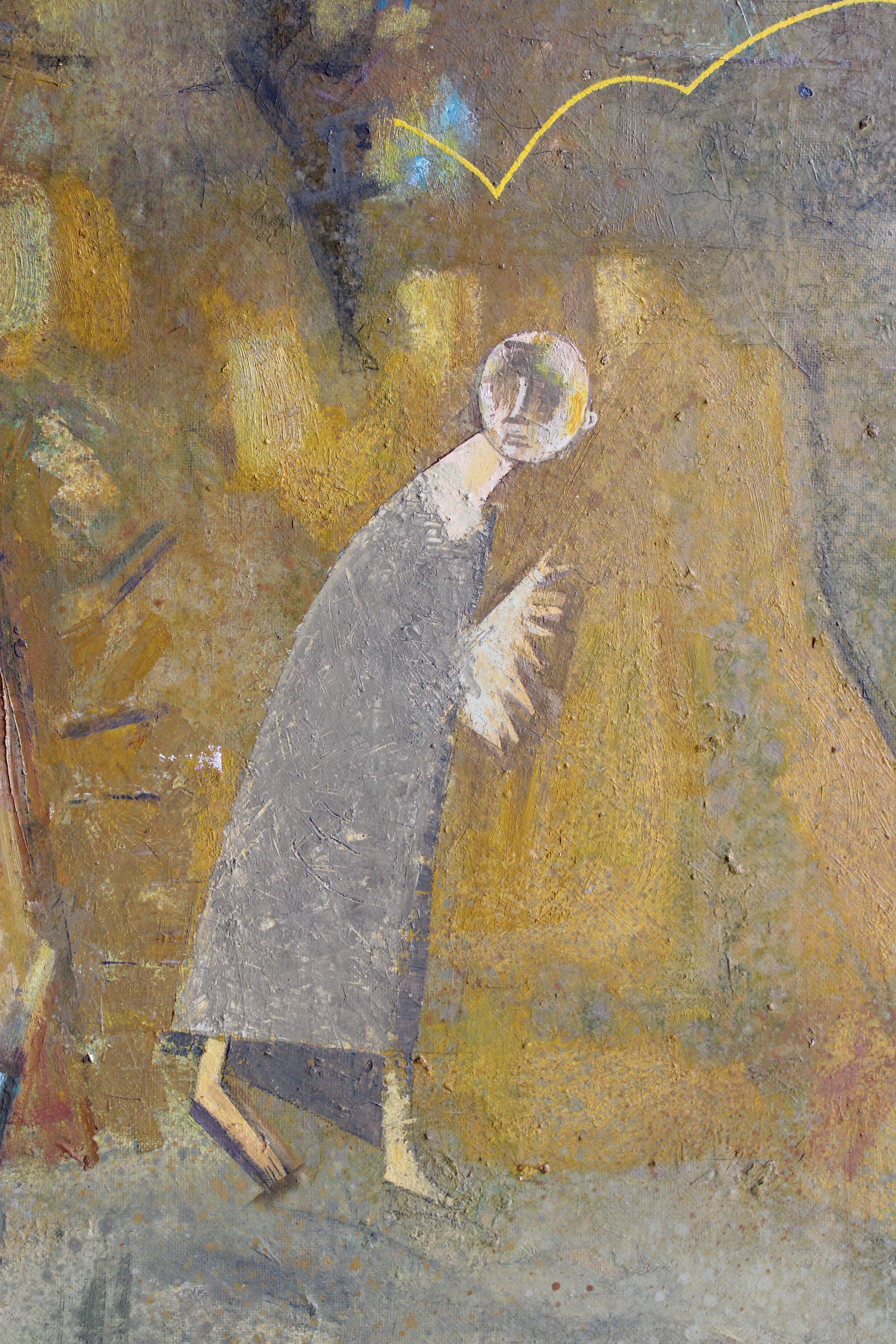 Riunione. 1998. Olio su tela, 100 x 99,5 cm - Painting Concettualismo di Victor Karnauh 