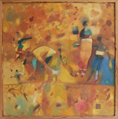 Riunione. Olio su tela, 110x110 cm
