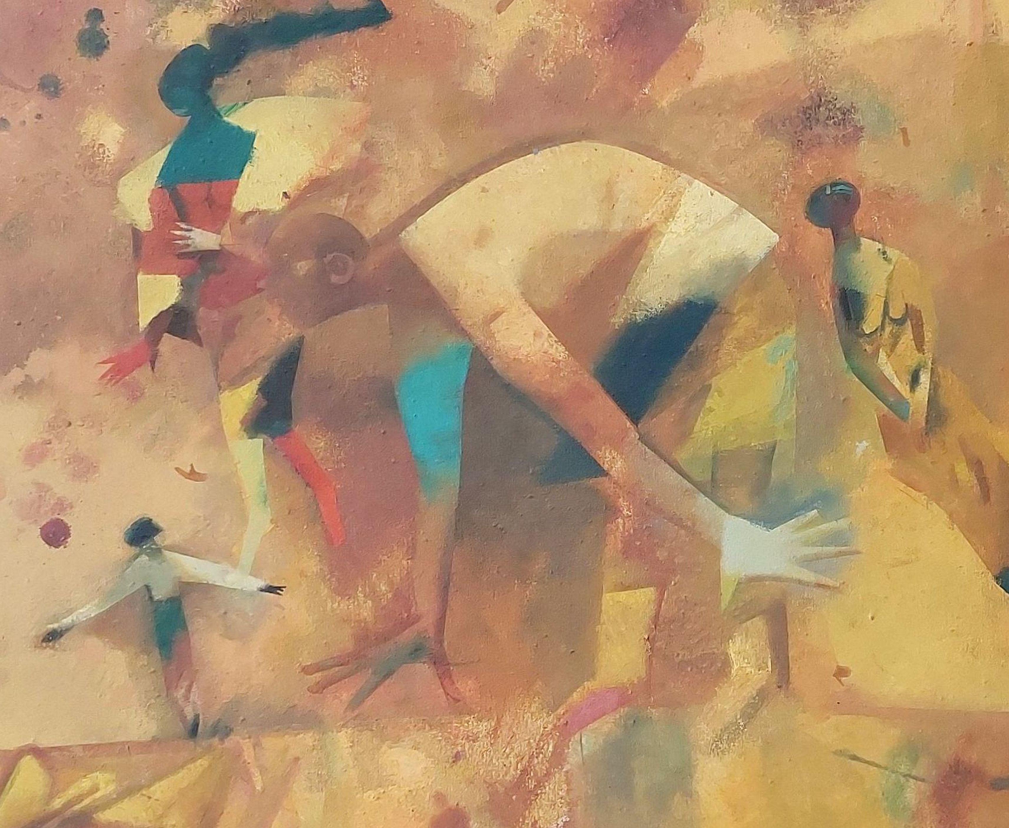 Meeting. Oil on canvas, 110x110 cm - Modern Painting by Victor Karnauh 