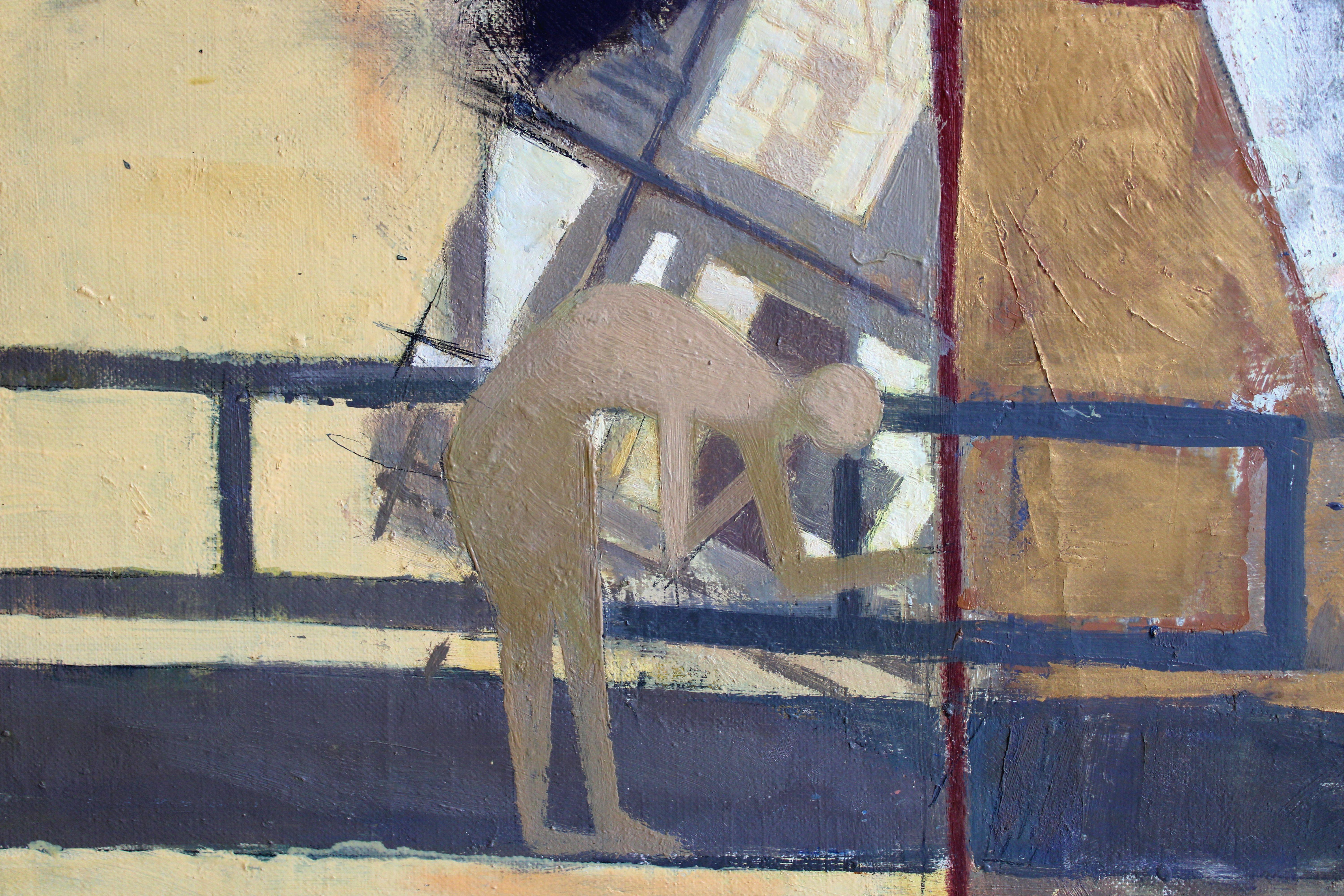 Senda. Óleo sobre lienzo, 90x110 cm - Figurative Painting Marrón de Victor Karnauh 