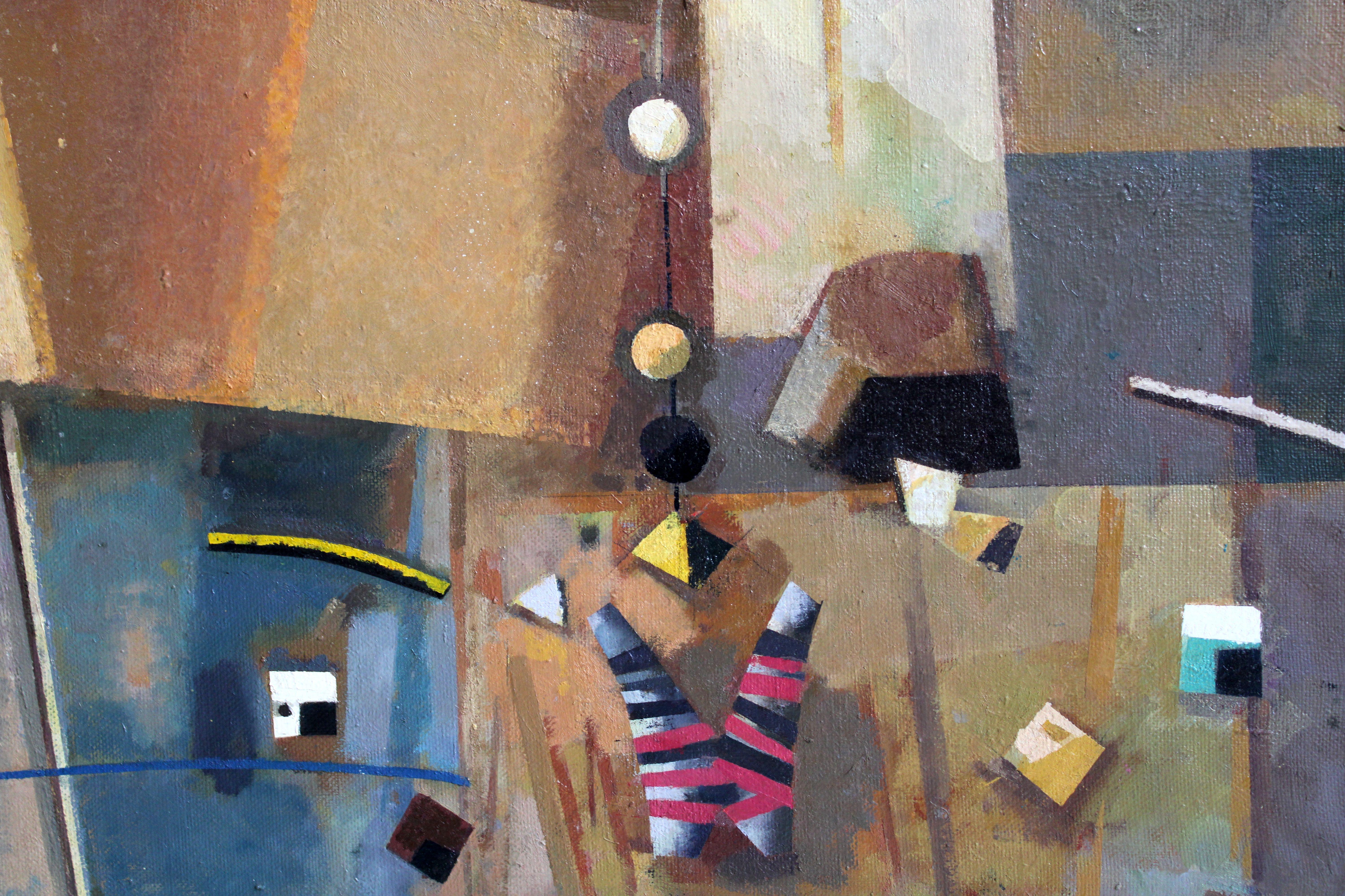Naturaleza muerta. Óleo sobre lienzo, 94. 5 x 115. 5 cm - Abstract Painting Marrón de Victor Karnauh 