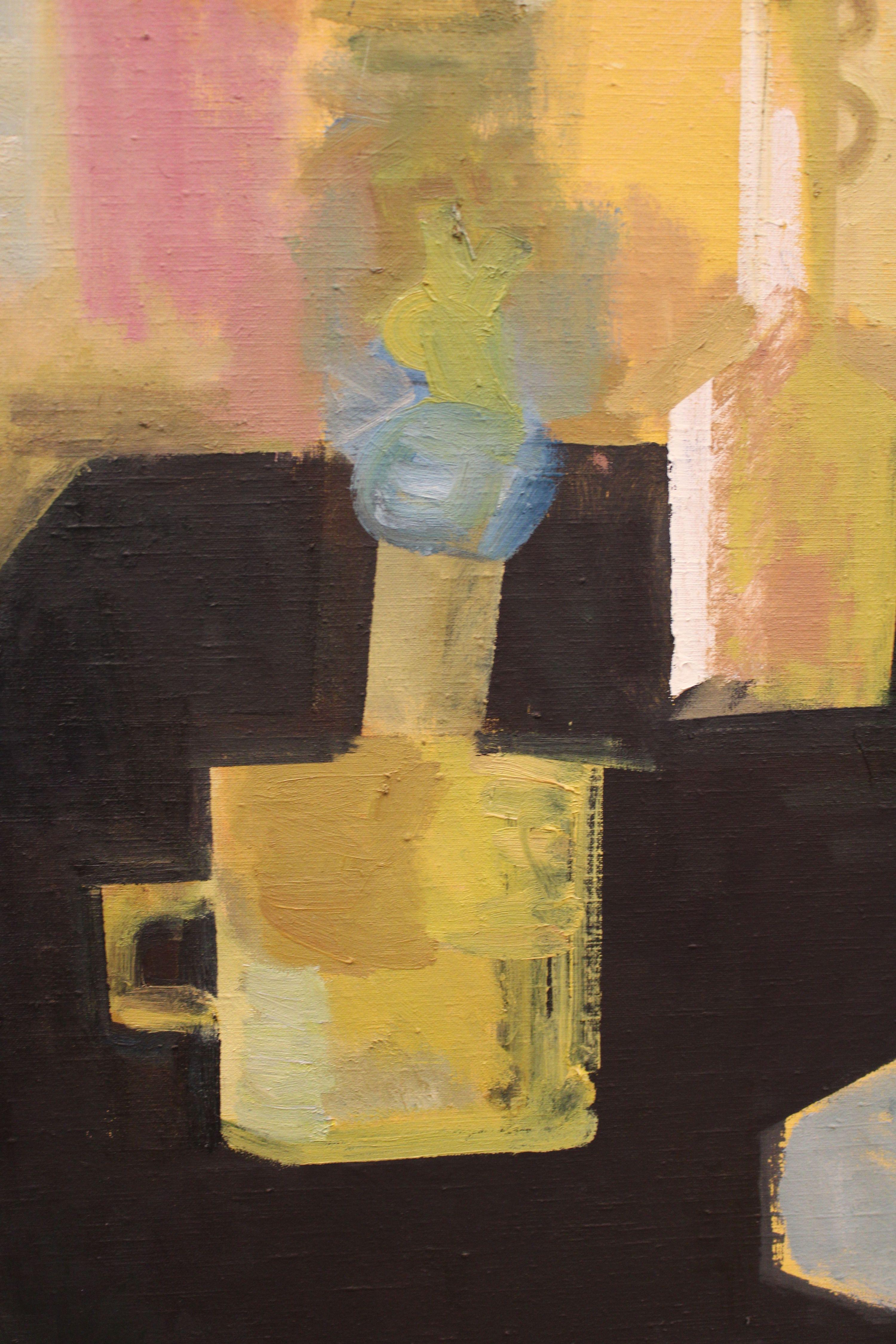 Bodegón sobre mesa negra. Óleo sobre lienzo, 135x140 cm en venta 2