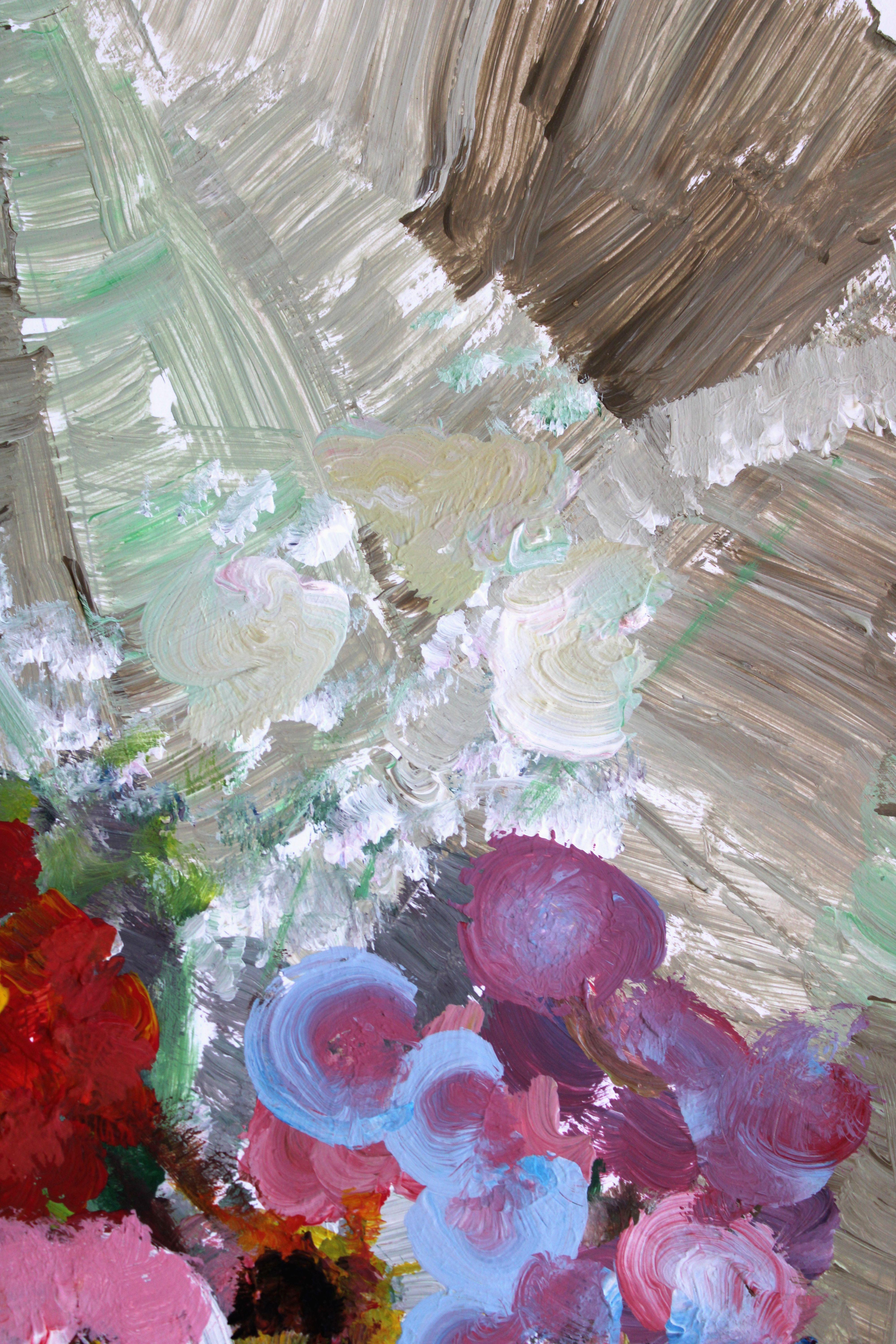 Stillleben mit Blumen und Äpfeln. Öl auf Papier, 42 x 30, 5 cm, Öl (Expressionismus), Painting, von Victor Karnauh 
