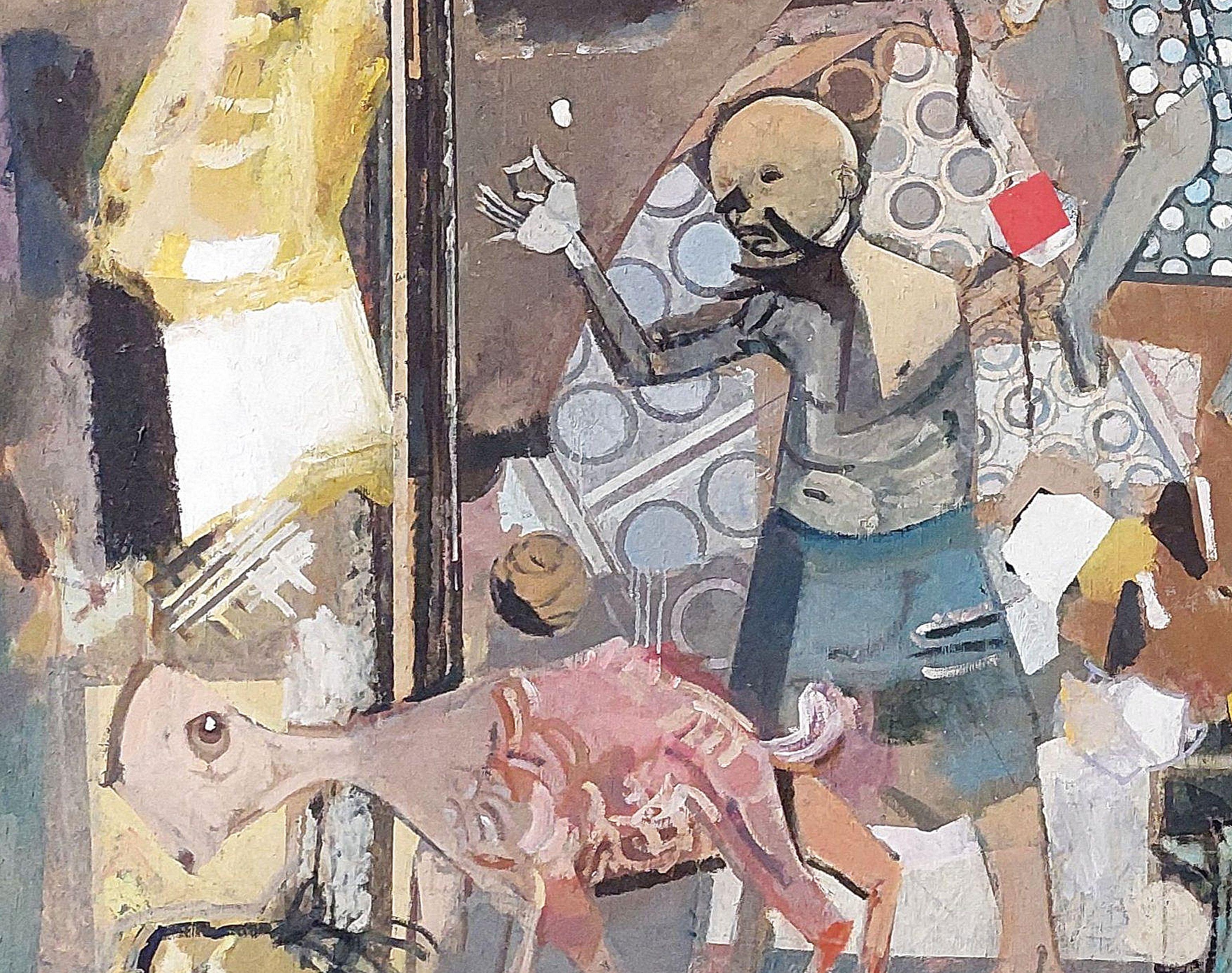 Walk in the city. Oil on canvas, 218x145 cm - Painting by Victor Karnauh 