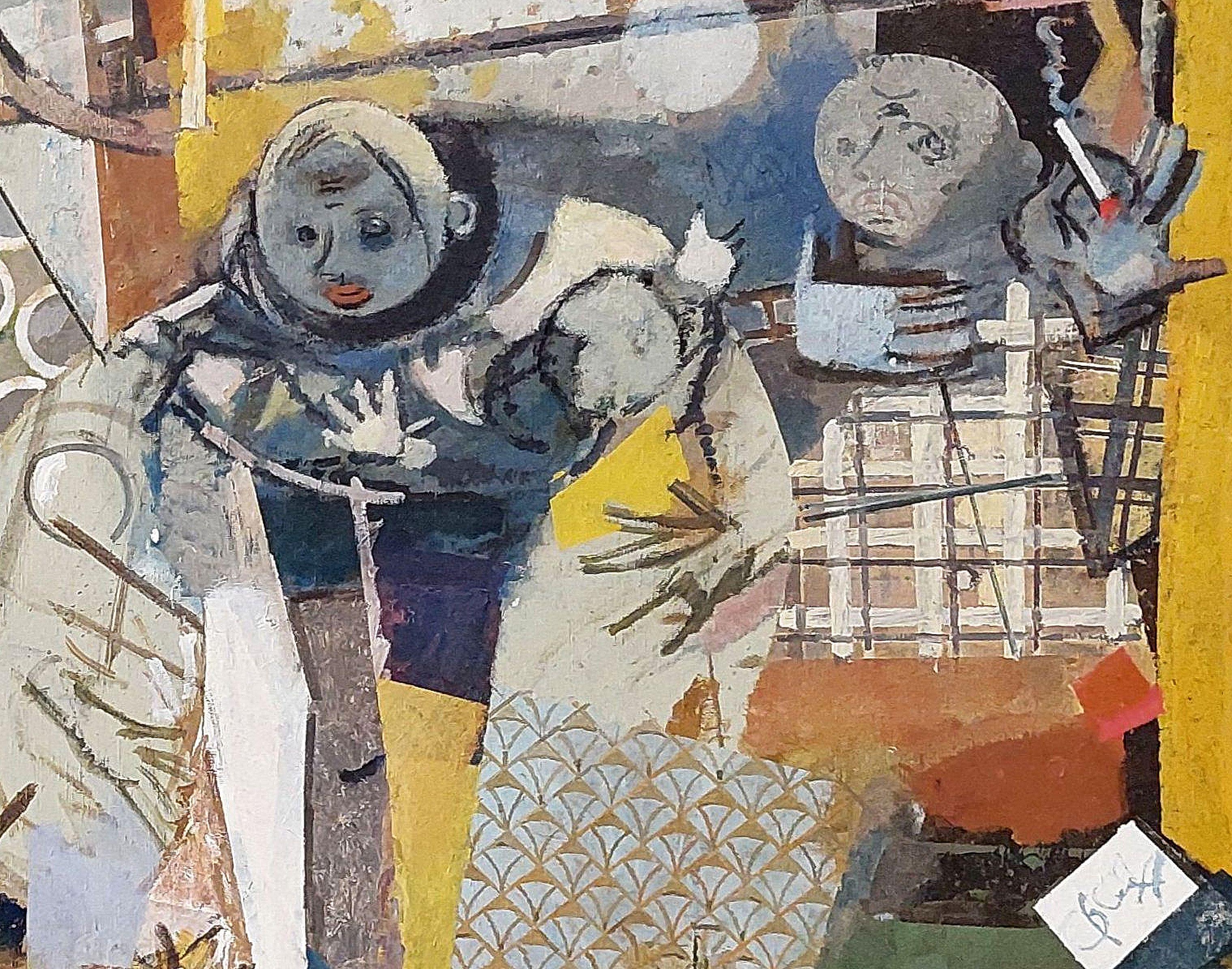 Walk in the city. Oil on canvas, 218x145 cm - Modern Painting by Victor Karnauh 