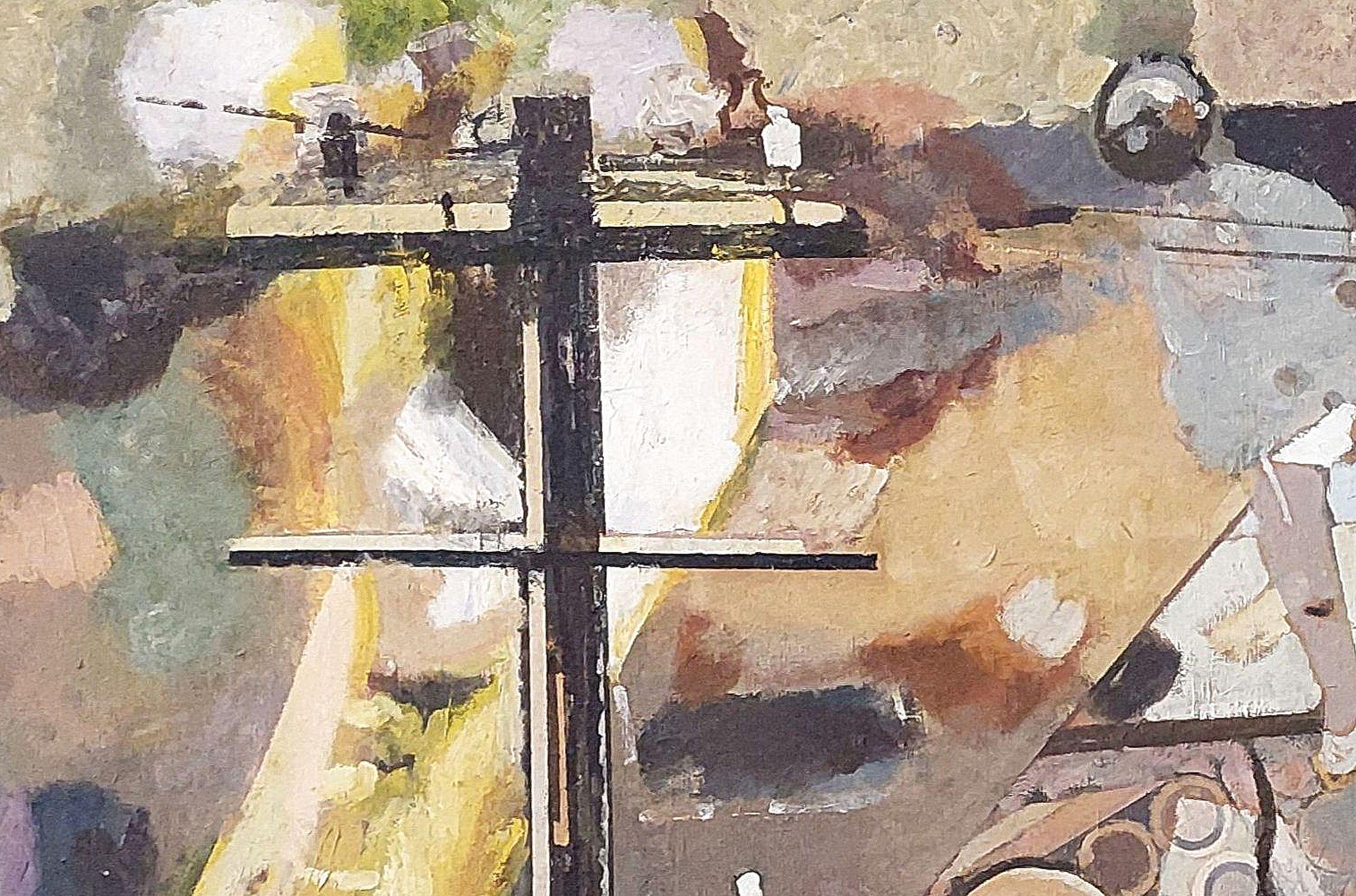 Walk in the city. Oil on canvas, 218x145 cm 1