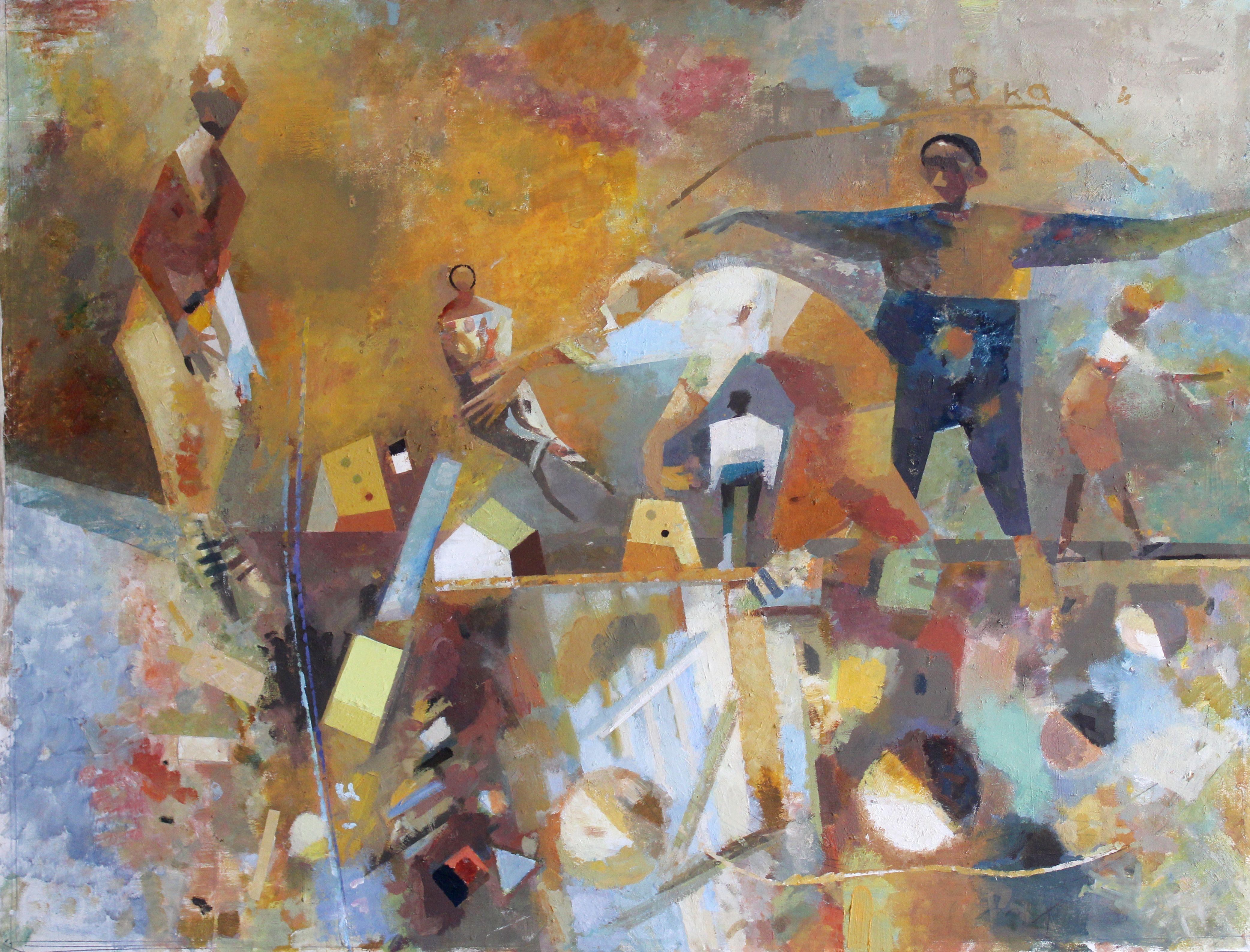 Passeggiata in città. Olio su tela, 60x80 cm