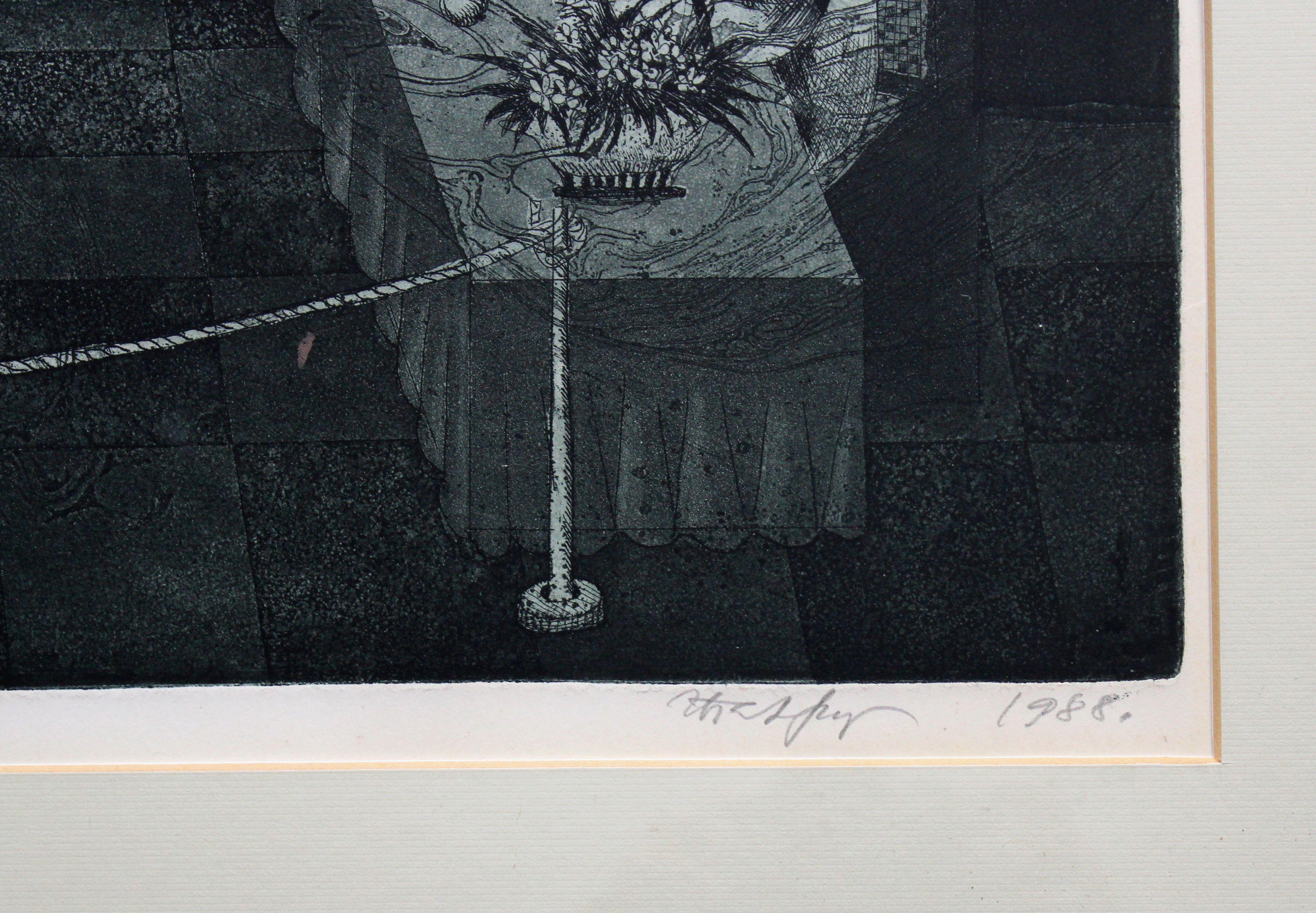 Twenty and one more metamorphosis. Etching, paper, 49 x 64 cm - Black Figurative Print by Victor Karnauh 