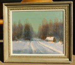 Victor Korecki, polnischer Künstler, Winterlandschaftsgemälde