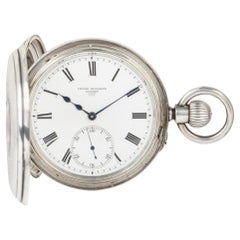 Seltene silberne halb Jäger-Taschenuhr mit schlüssellosem Hebel von Victor Kullberg, um 1890