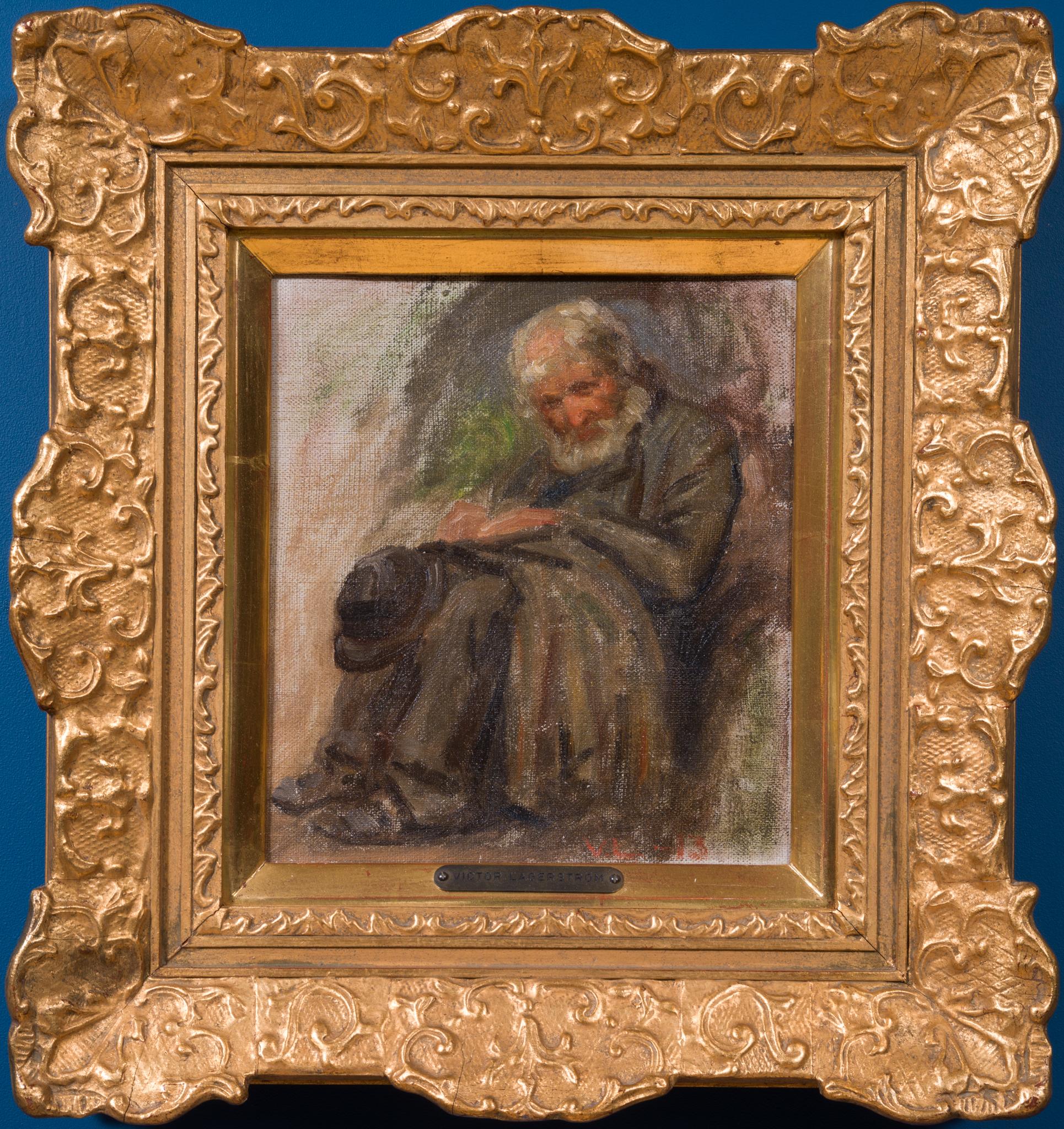 Porträt eines älteren Mannes, 1913 – Painting von Victor Lagerström