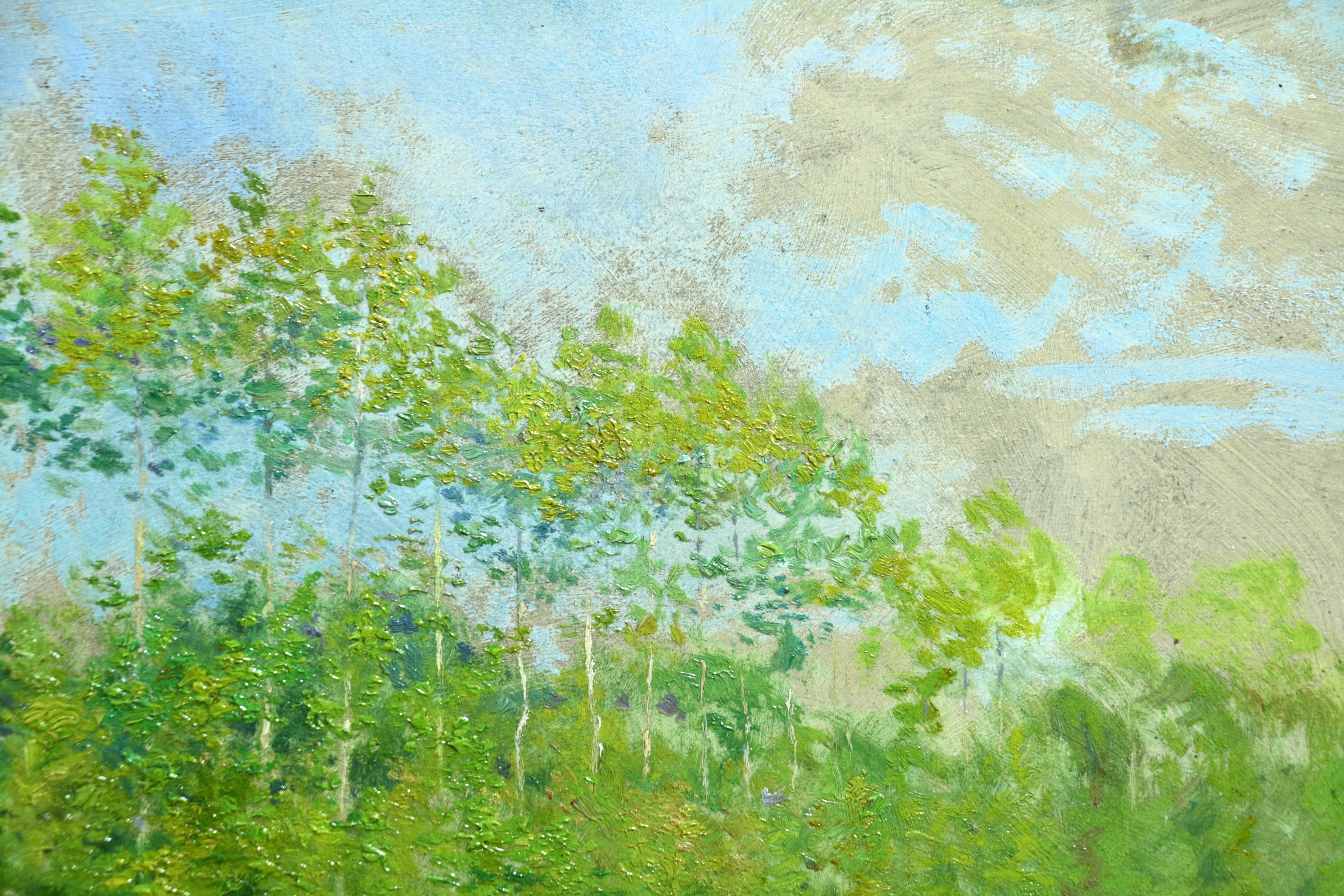 Un Coin a Bonneuil - 19th Century Oil, Summer Trees Landscape by Victor Lecomte 1