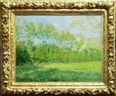 Un Coin a Bonneuil - 19th Century Oil, Summer Trees Landscape by Victor Lecomte