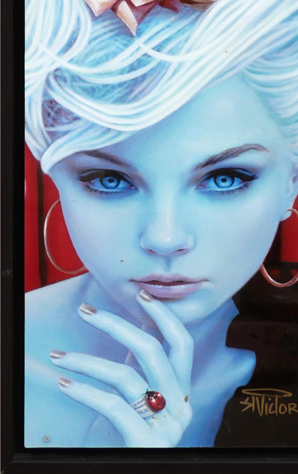 „Christina die erstaunliche“ Metallausgabe Blauer-farbener figurativer Druck auf Metall im Angebot 2
